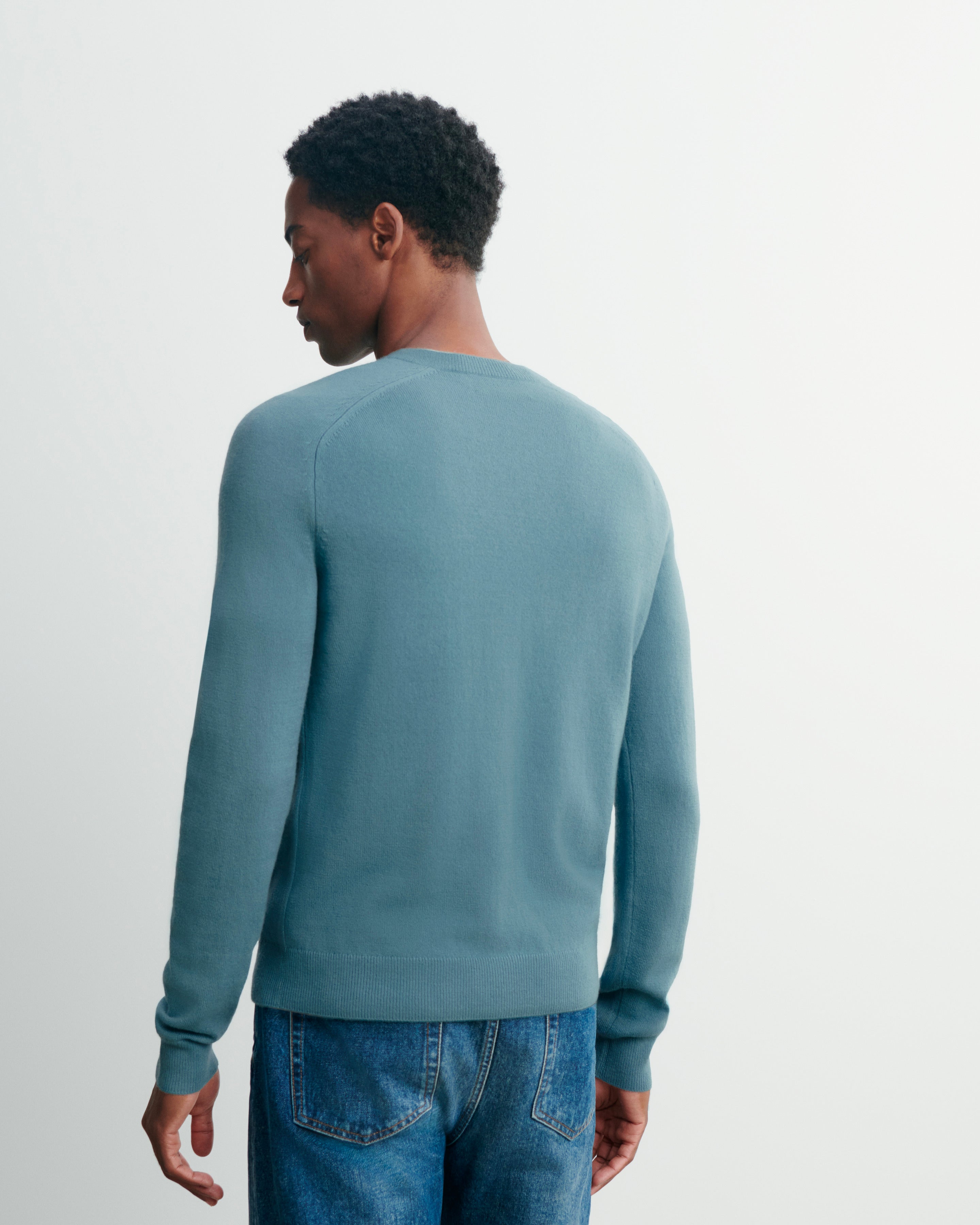 Pull V manches marteau-BLEU ARCHIPEL-100% cachemire