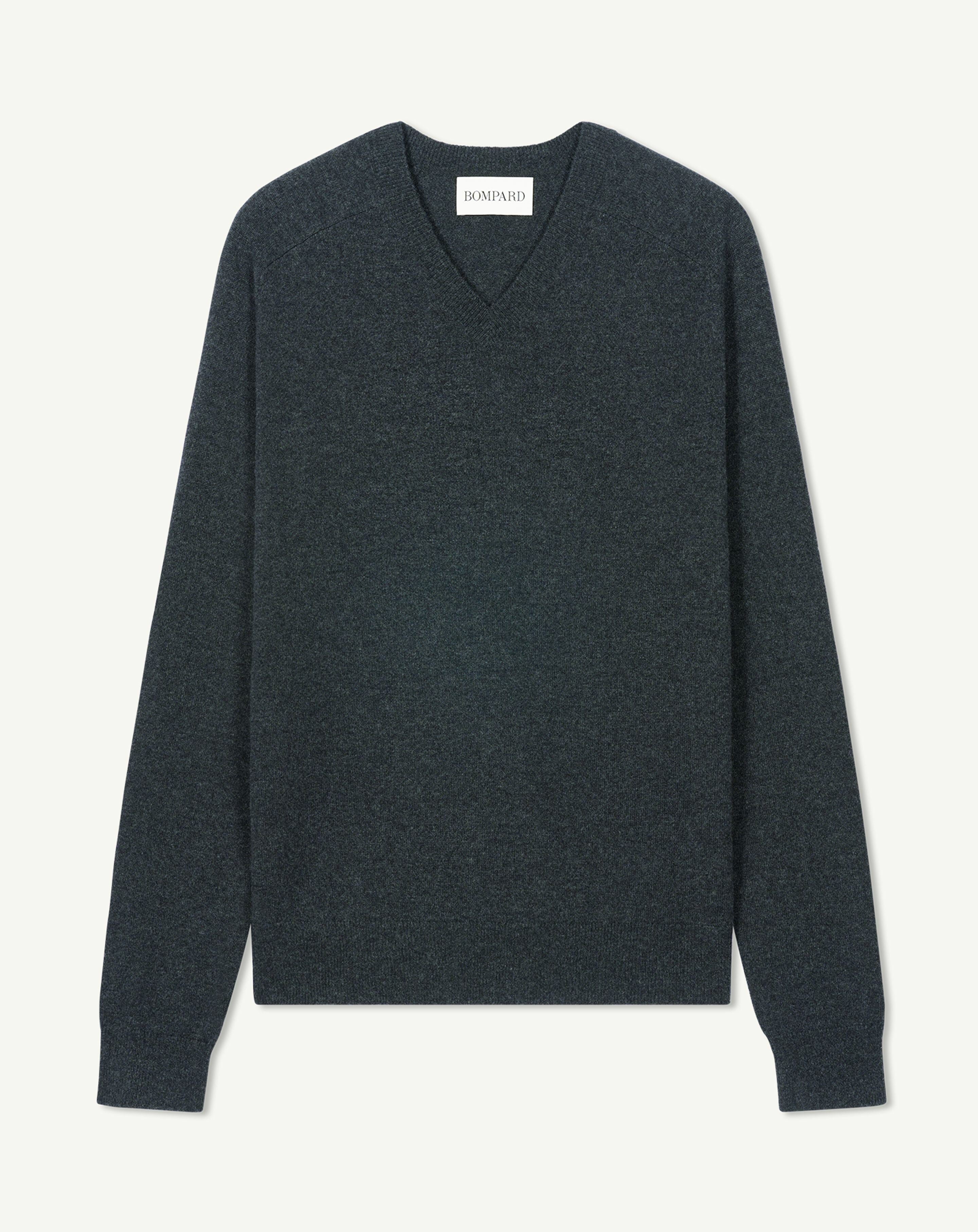 Pull V manches marteau-CHARBON-100% cachemire