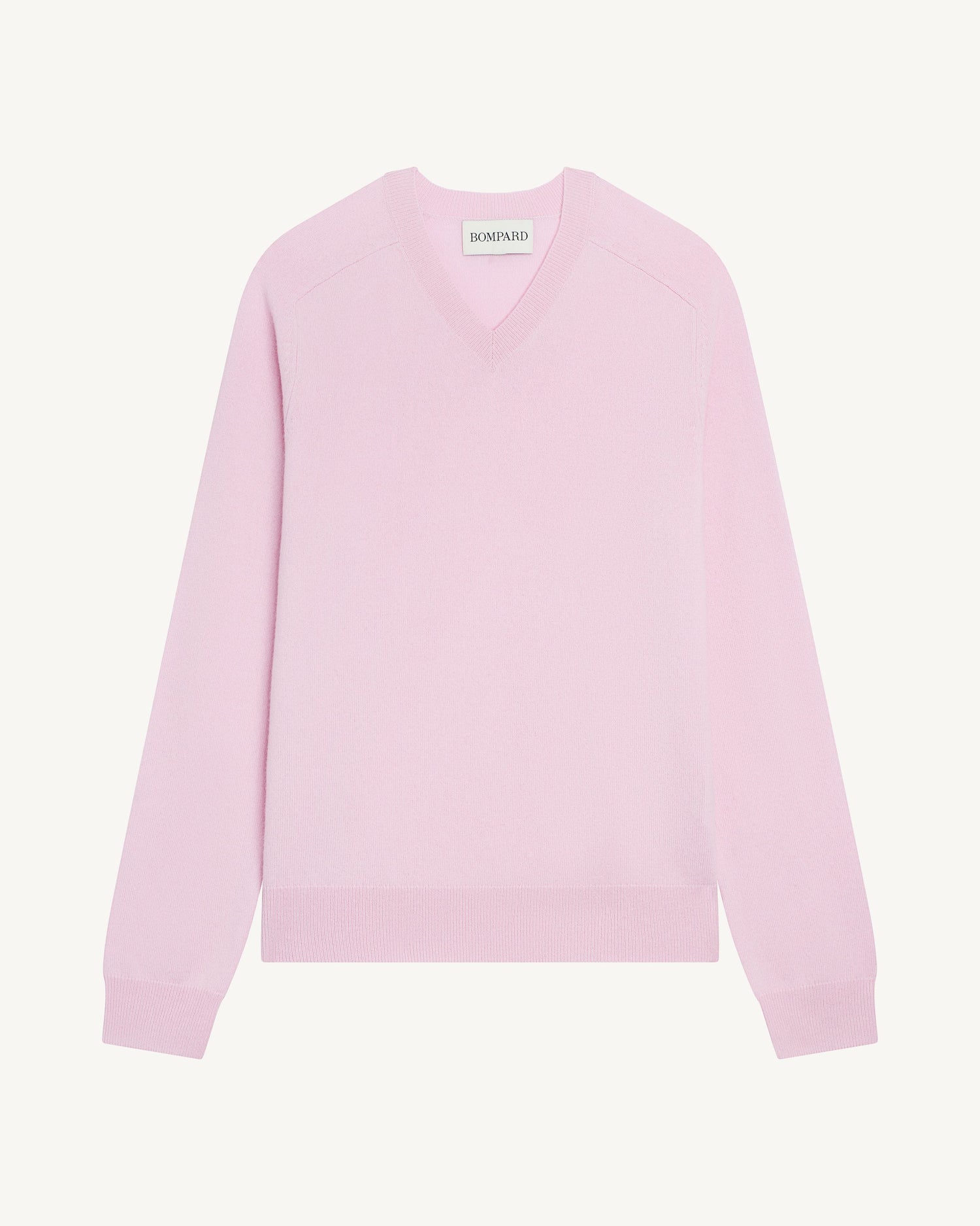 Pull V manches marteau-ROSE QUARTZ-100% cachemire