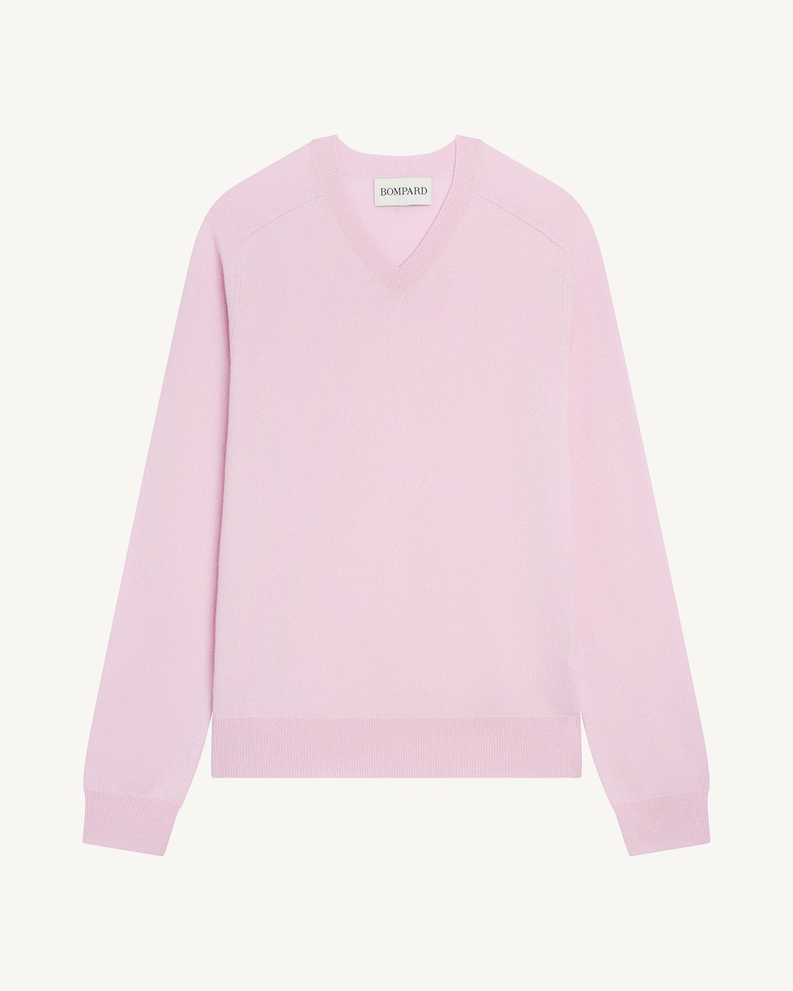 Pull V manches marteau-ROSE QUARTZ-100% cachemire