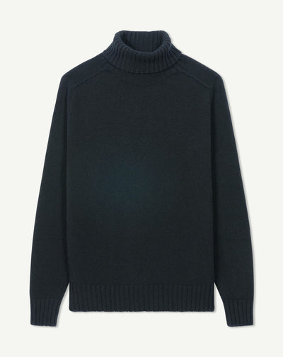 Col roulé manches marteau-NOIR-100% cachemire