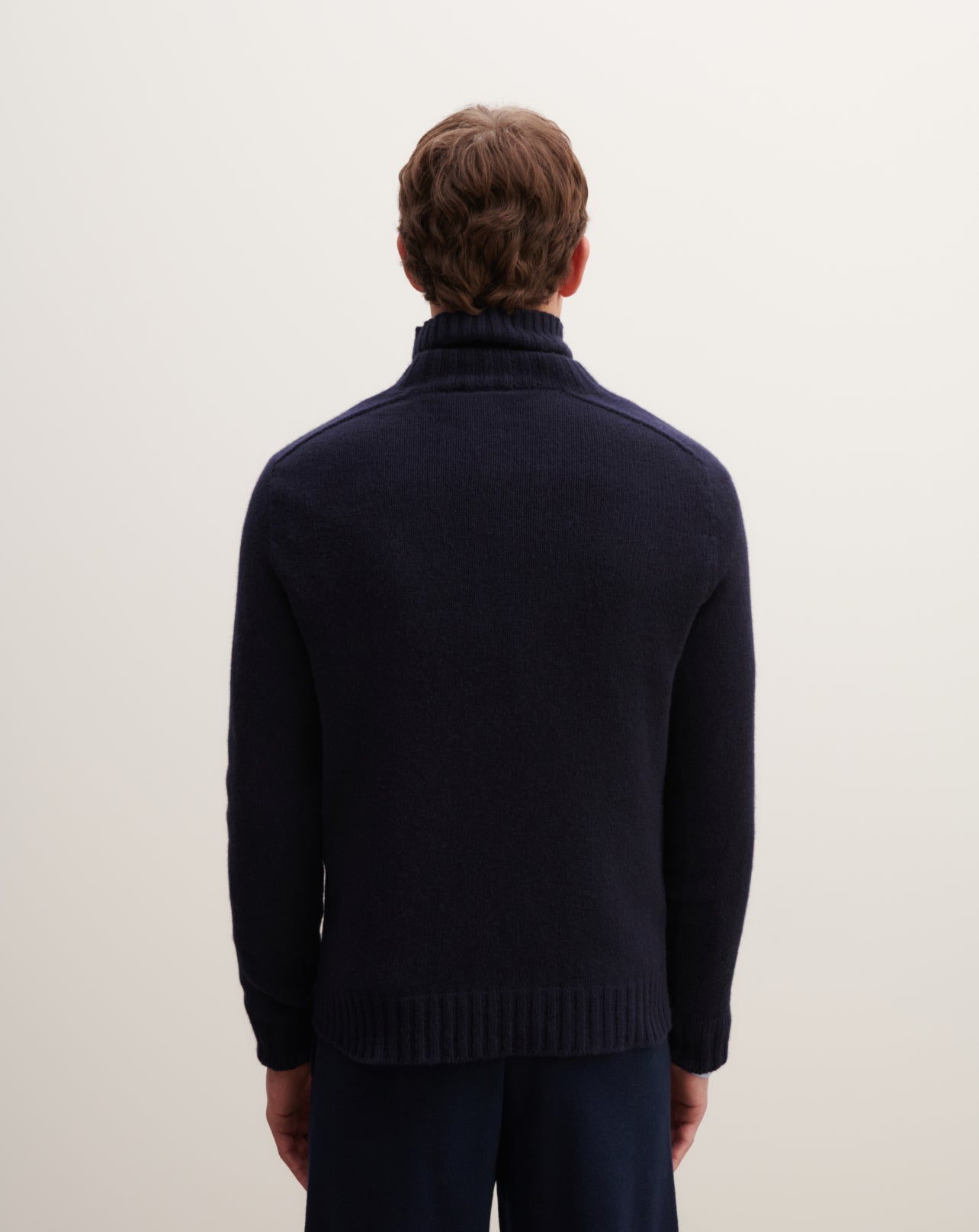 Pull col roulé sans coutures-MARINE-100% CACHEMIRE