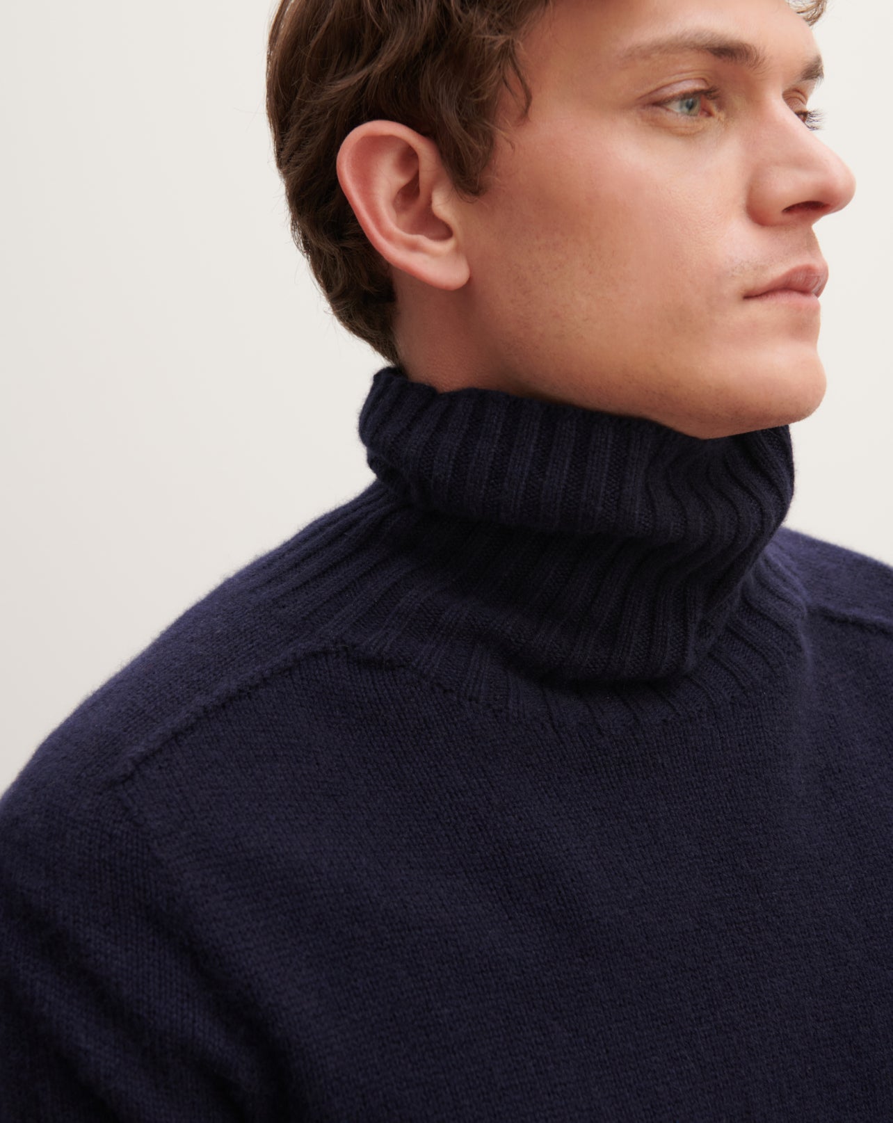 Pull col roulé sans coutures-MARINE-100% CACHEMIRE