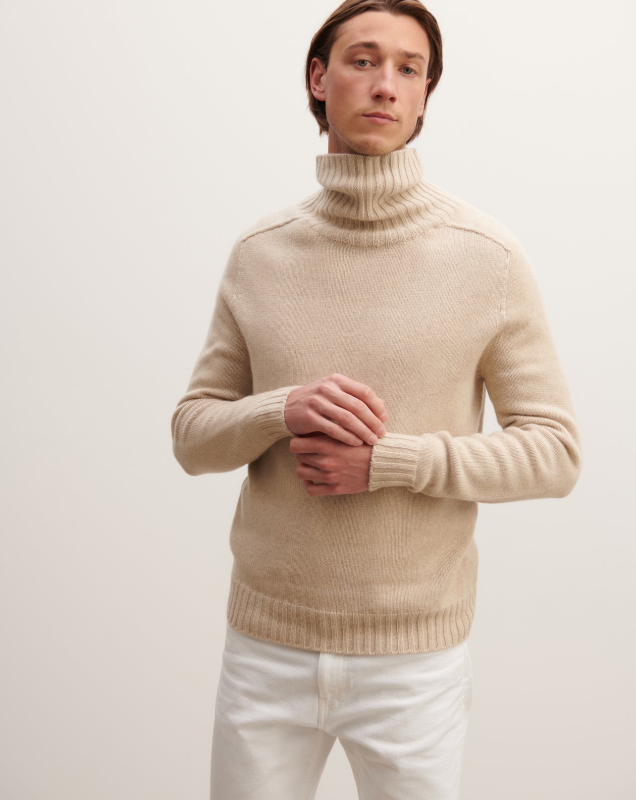 Col roulé manches marteau-AVOINE-100% cachemire