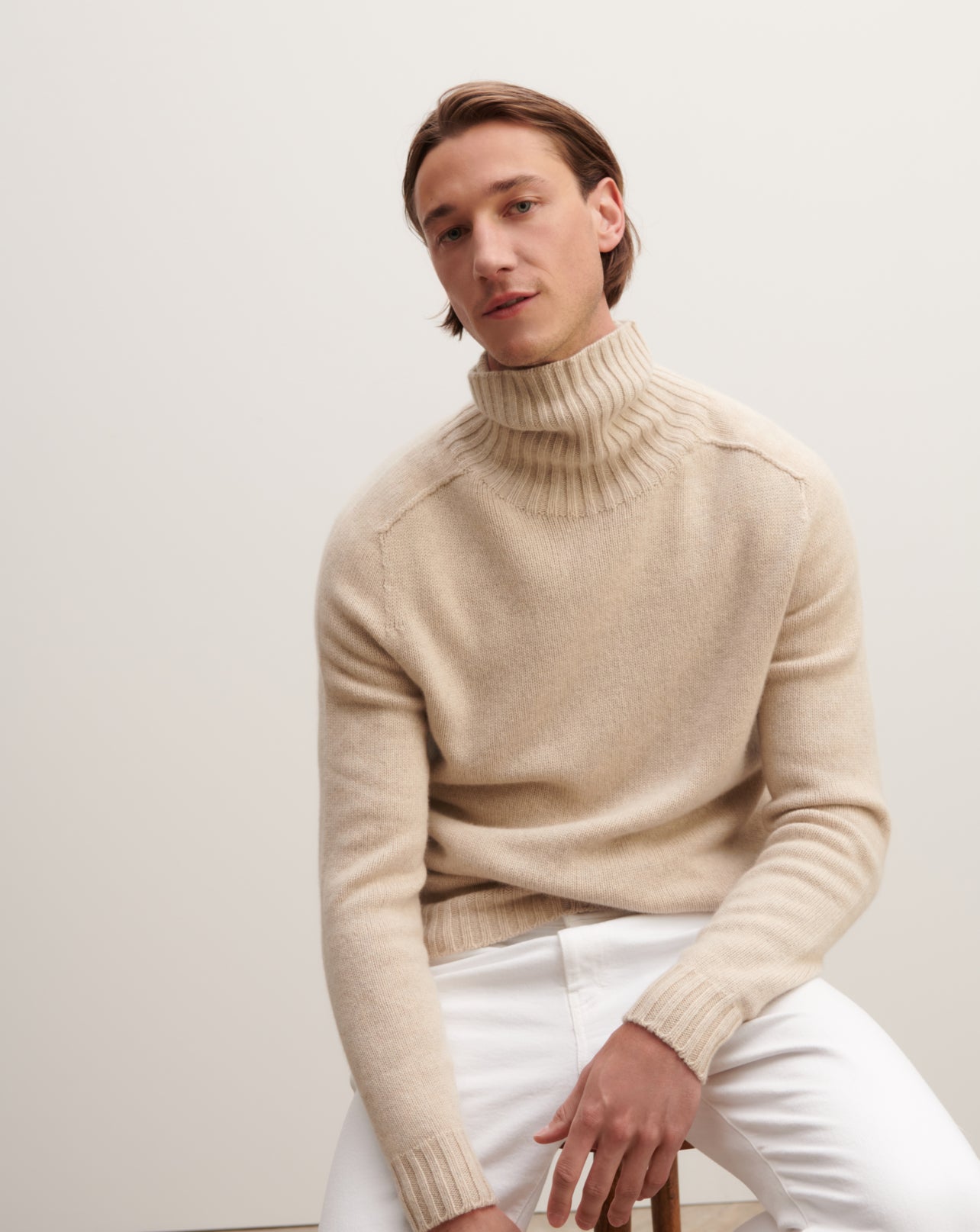 Col roulé manches marteau-AVOINE-100% cachemire