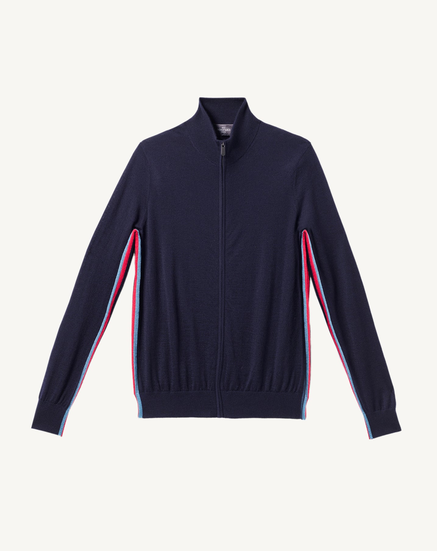 Blouson ultrafin détails rayures-MARINE-70% CACHEMIRE 30% SOIE