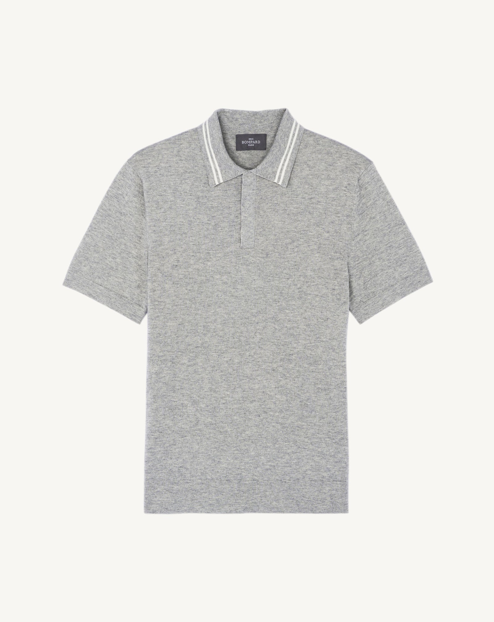 Polo rayures-GRIS ARGENTE/NATUREL-85% pima coton 15% cachemire
