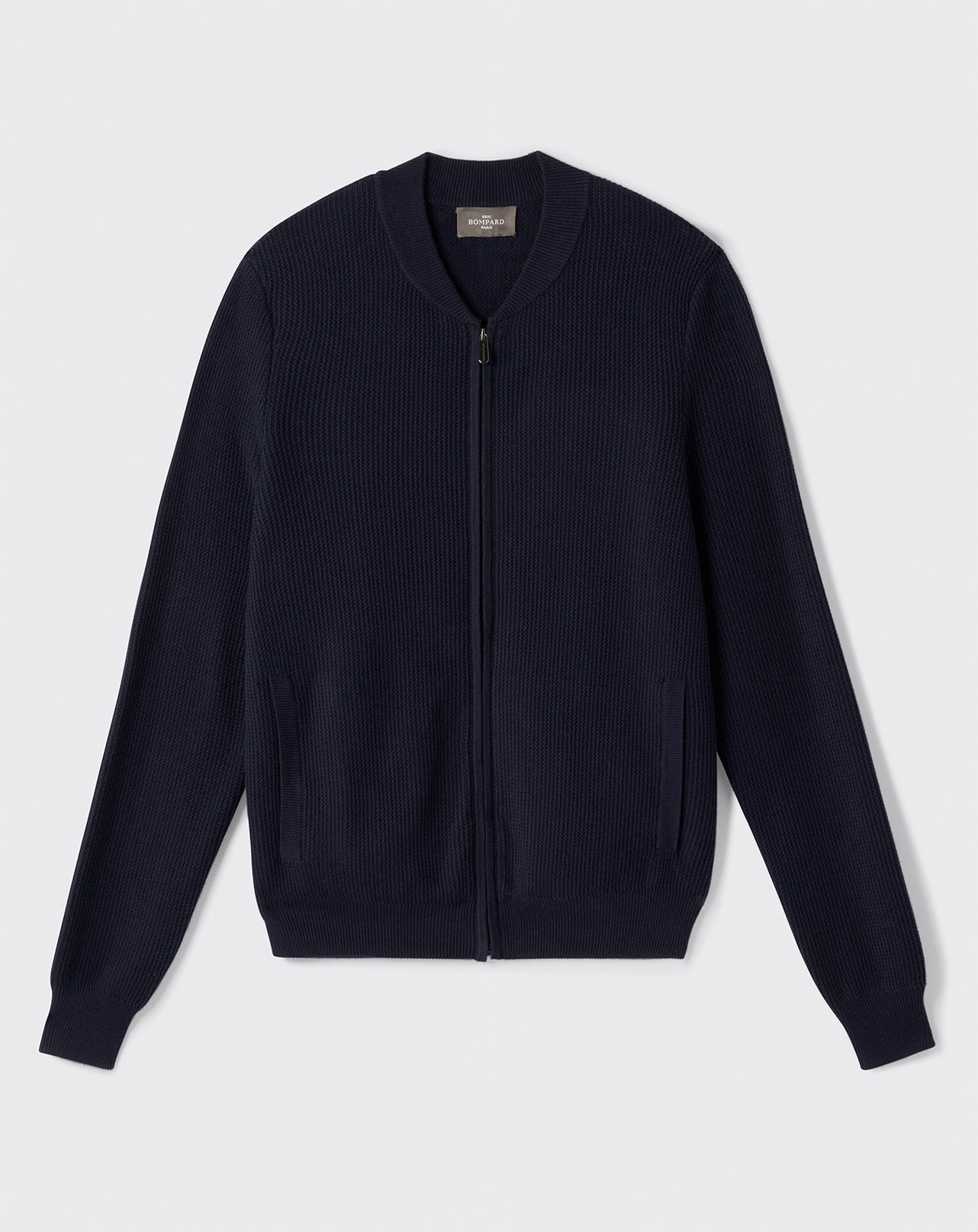 Teddy point texturé-MARINE-85% PIMA COTON 15% CACHEMIRE