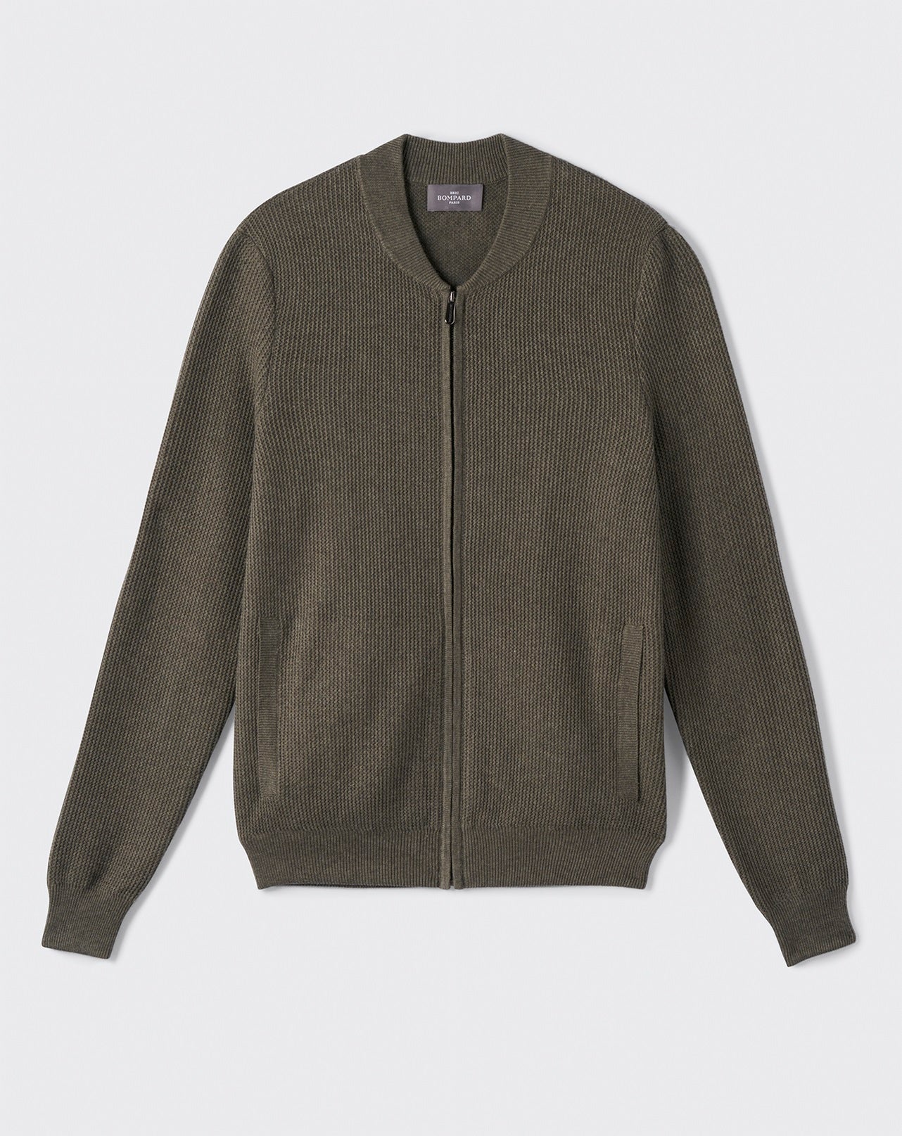 Teddy point texturé-KAKI OMBRE-85% PIMA COTON 15% CACHEMIRE