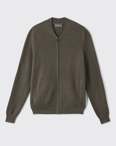Teddy point texturé-KAKI OMBRE-85% PIMA COTON 15% CACHEMIRE