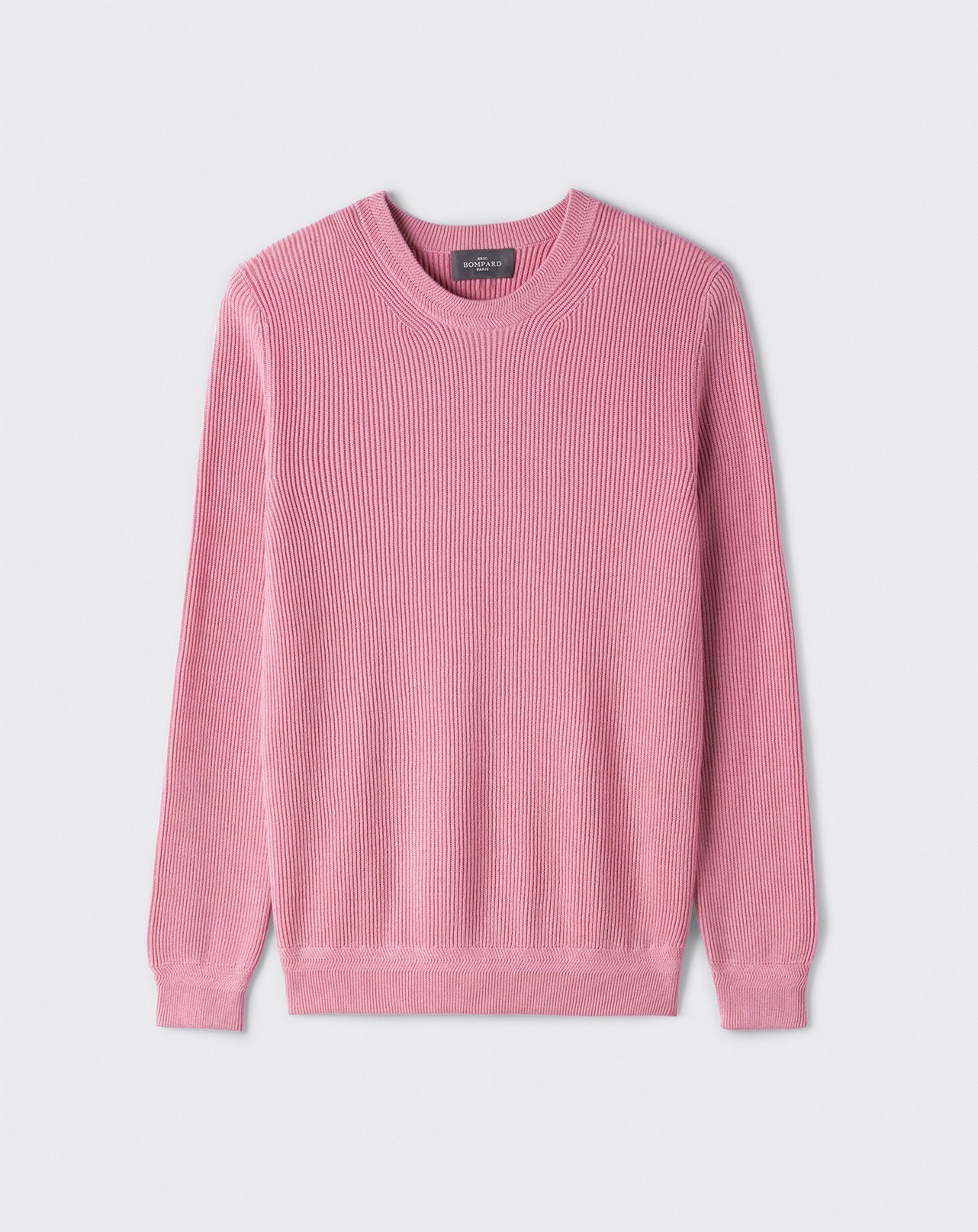 Pull col rond ultrafin à côtes-SMOOTHIE-85% PIMA COTON 15% CACHEMIRE