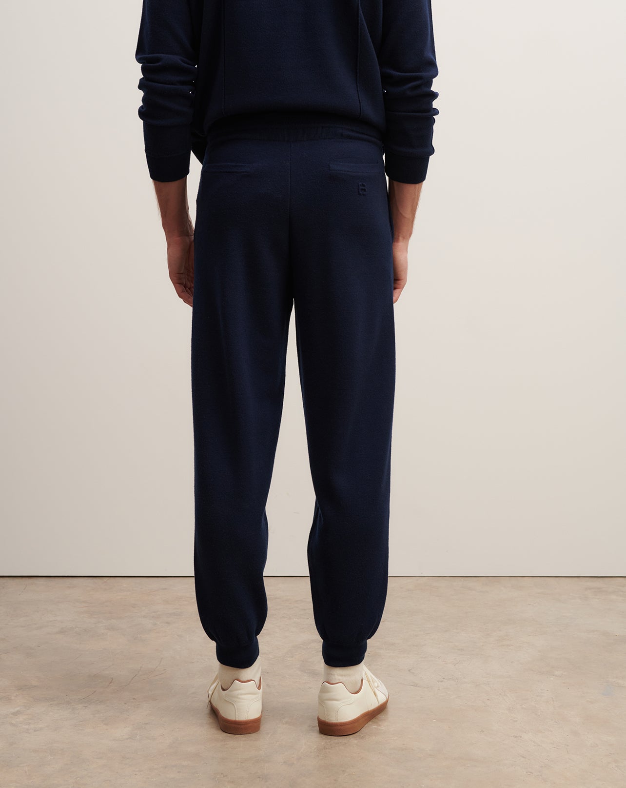 Pantalon casual double face-MARINE-100% LAINE