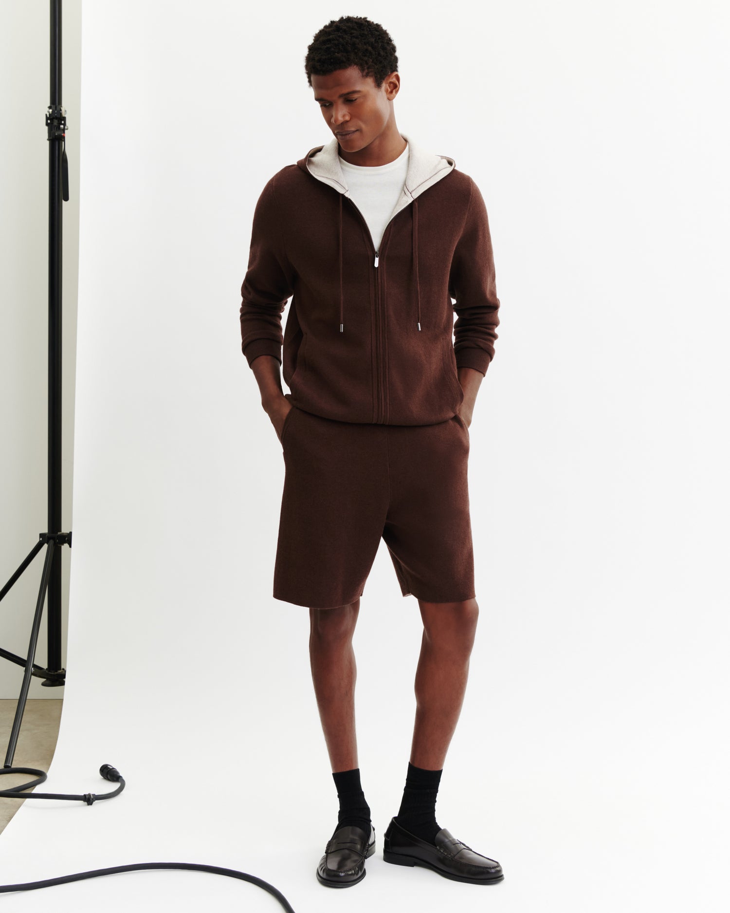 Short maille-CAFE/TOURTERELLE-85% pima coton 15% cachemire