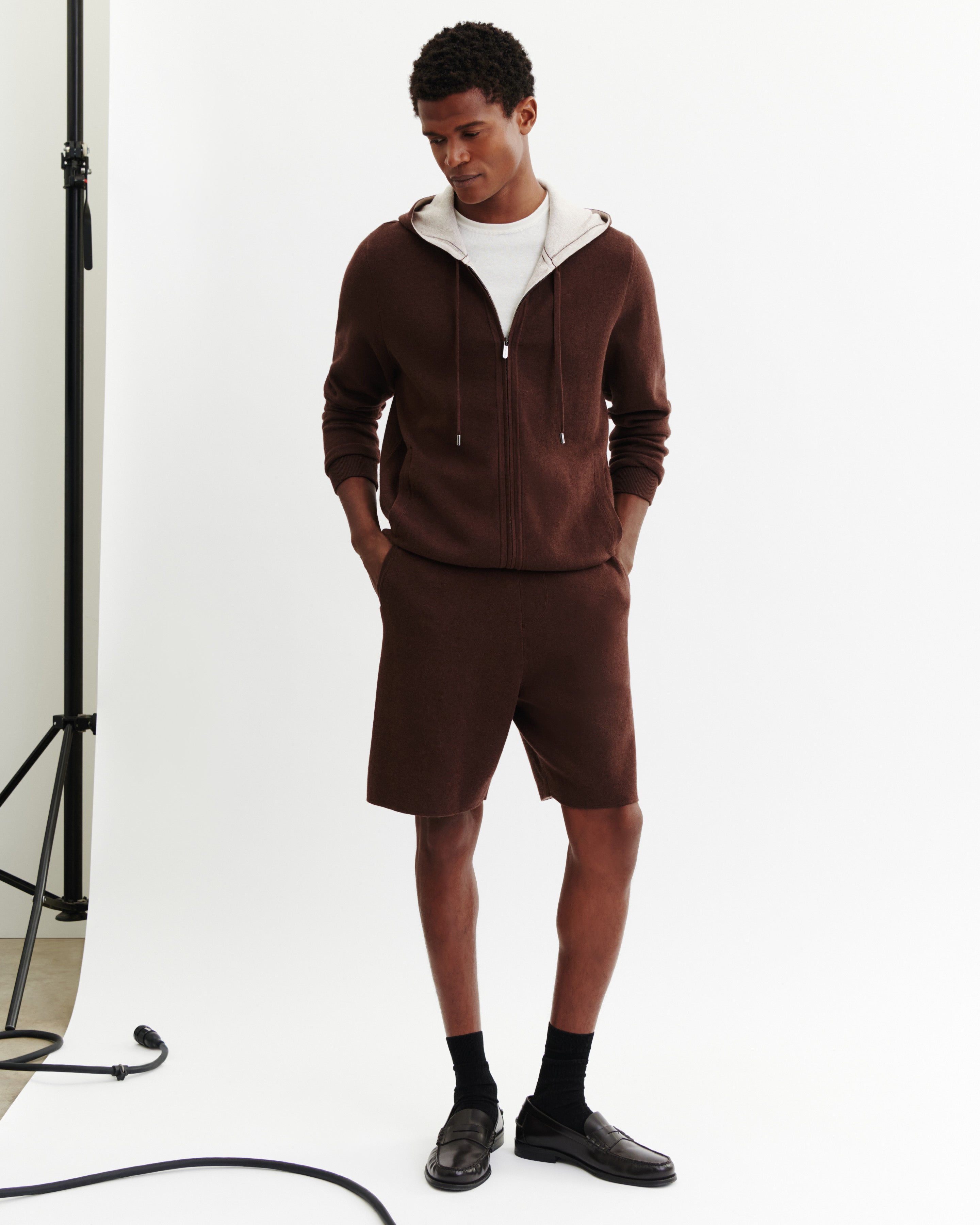 Short maille-CAFE/TOURTERELLE-85% pima coton 15% cachemire