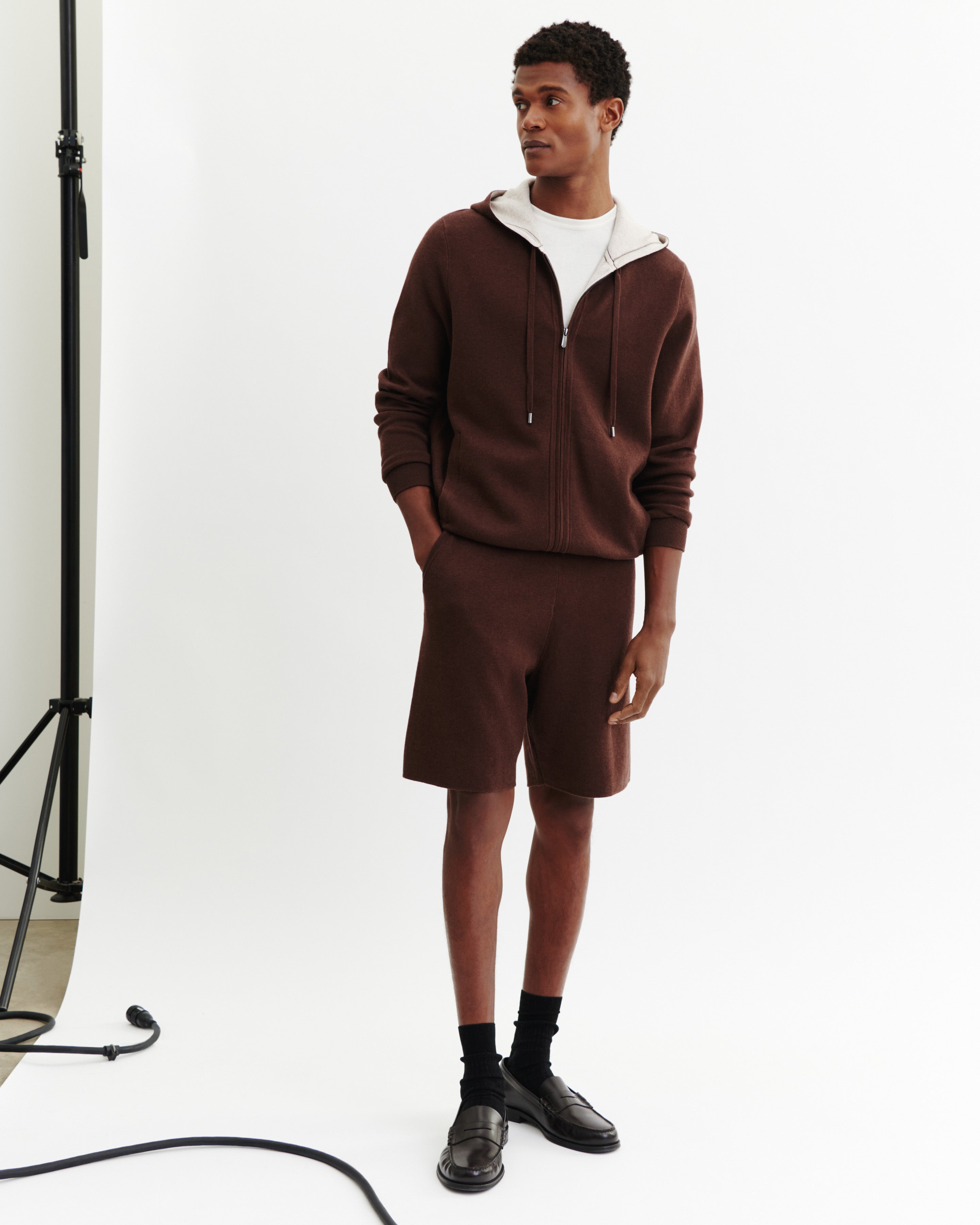 Short maille-CAFE/TOURTERELLE-85% pima coton 15% cachemire