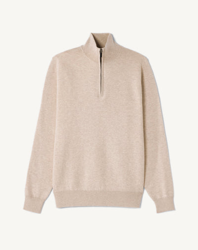 Pull col camionneur double face-TOURTERELLE/NATUREL-85% PIMA COTON 15% CACHEMIRE