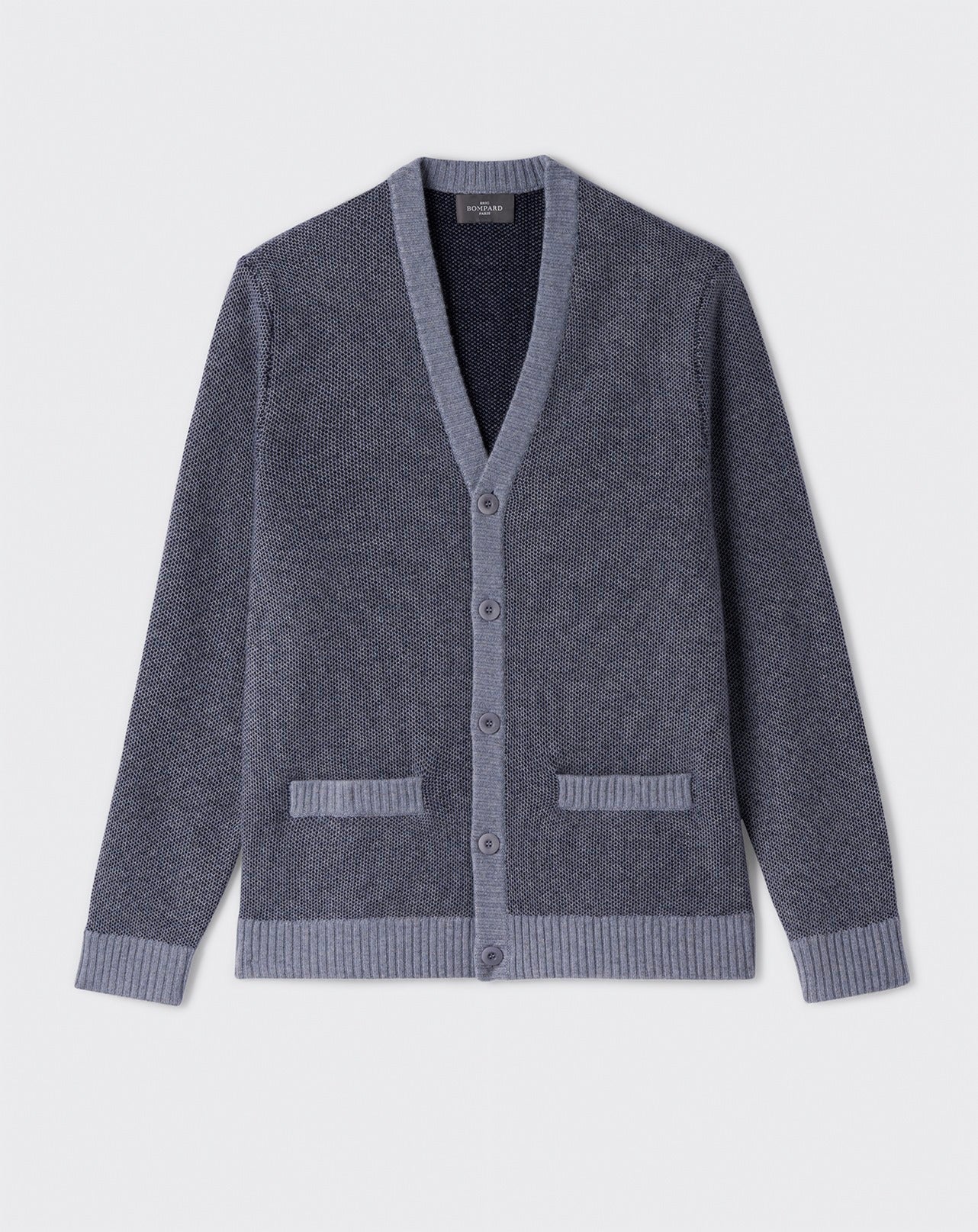 Cardigan nid d'abeille-MARINE/BLEU MONTAGNE-100% CACHEMIRE