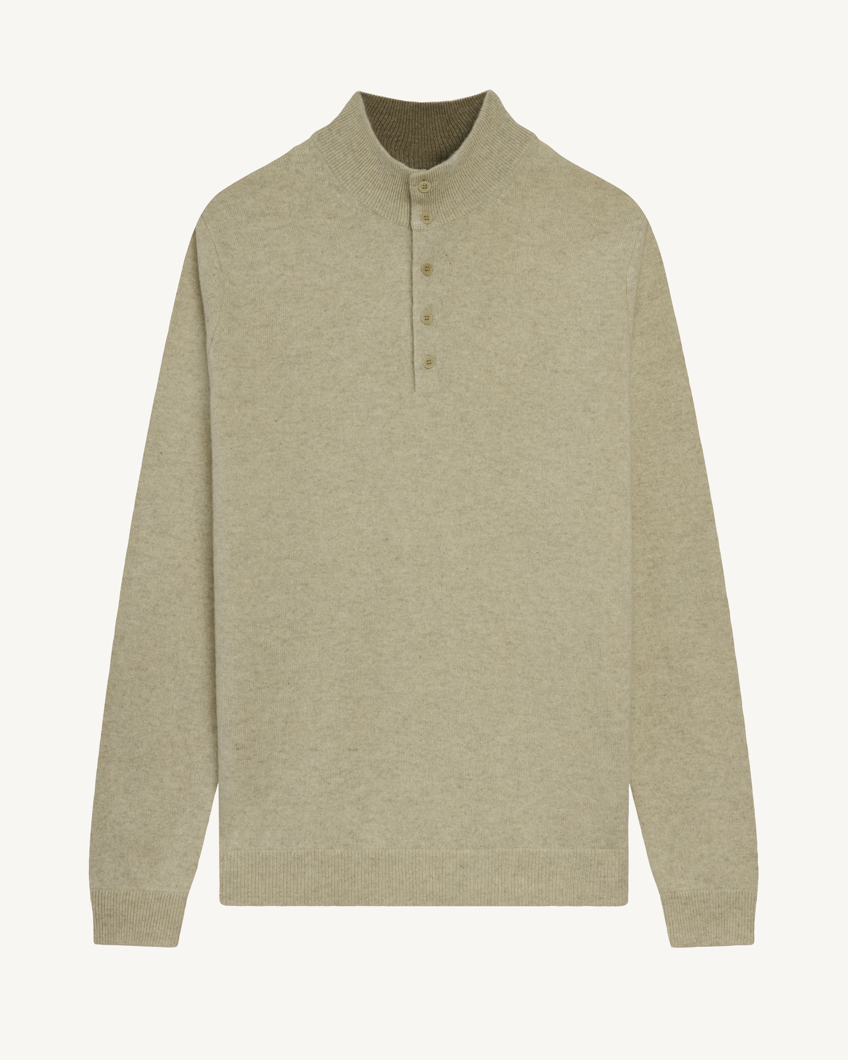 Pull col montant bicolore-AVOINE/BEIGE CENDRE-100% cachemire