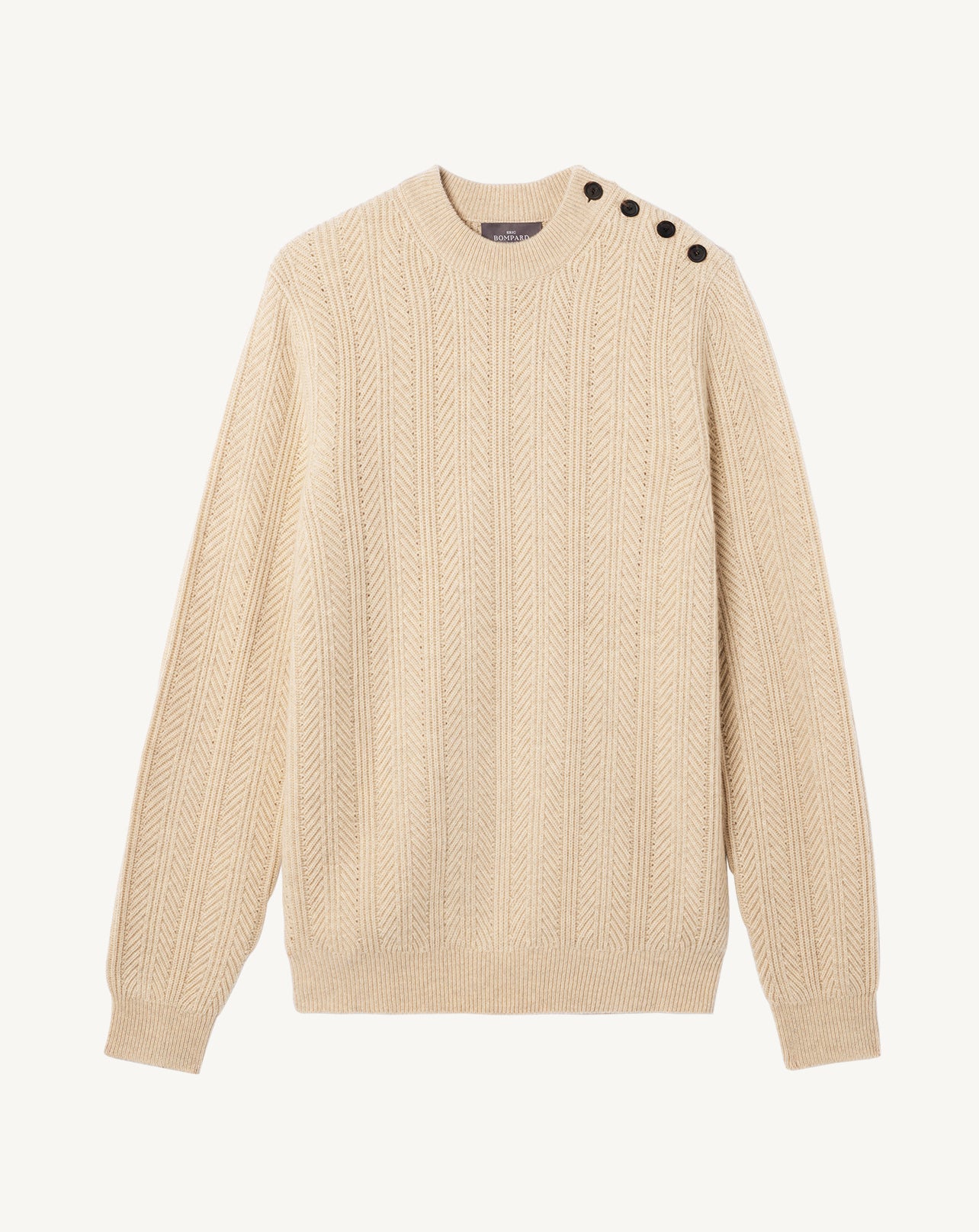 Pull col rond à chevrons-AVOINE-50% cachemire 50% laine