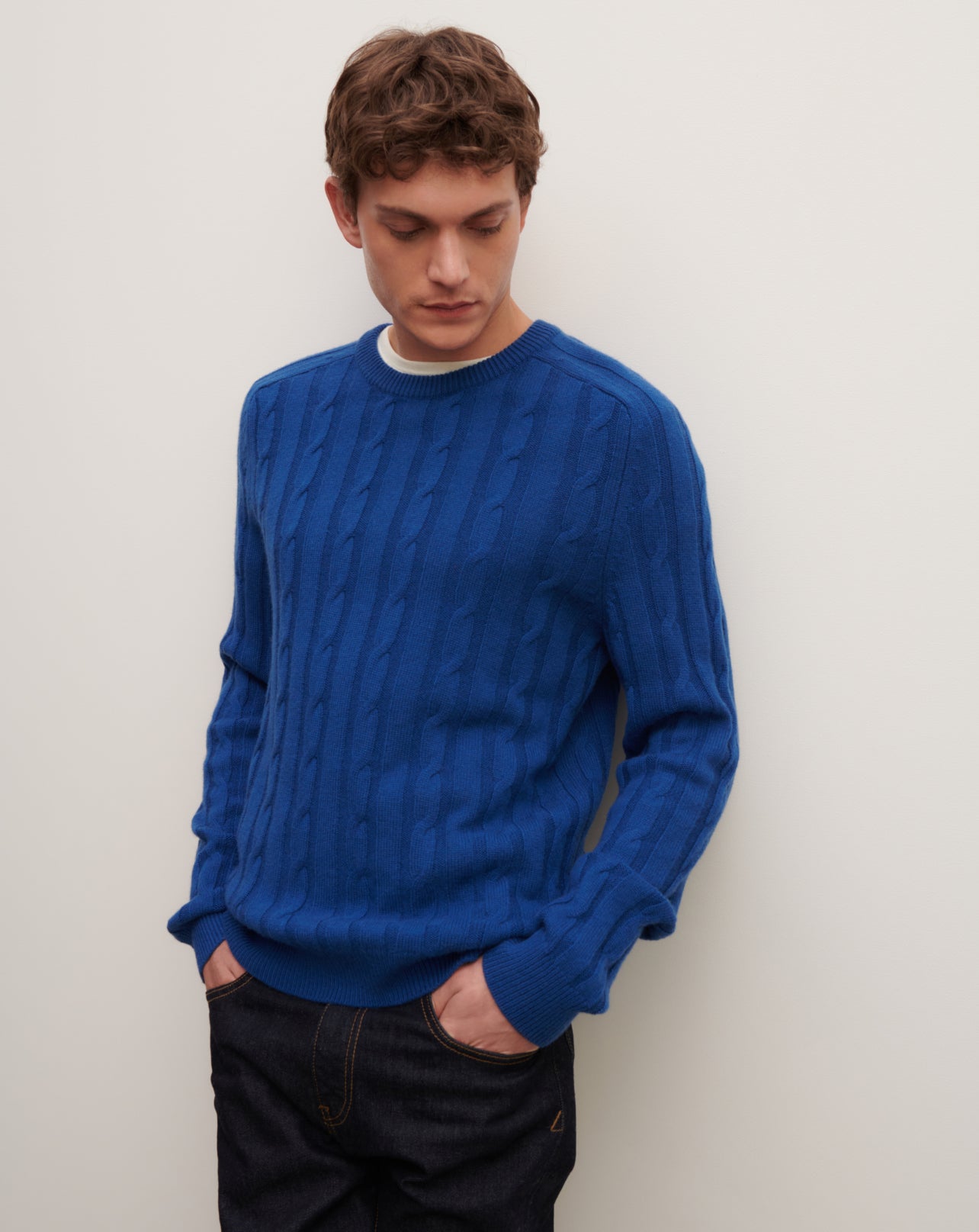 Pull col rond à torsades-NIAGARA-100% cachemire