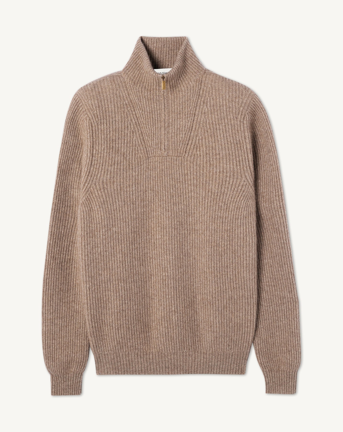 Pull camionneur à côtes-TAUPE-50% cachemire 50% yak
