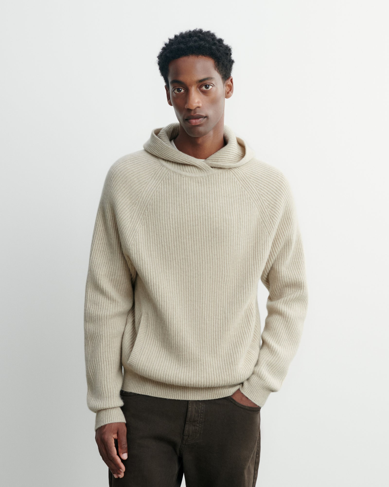 Pull à capuche à côtes-AVOINE-100% cachemire