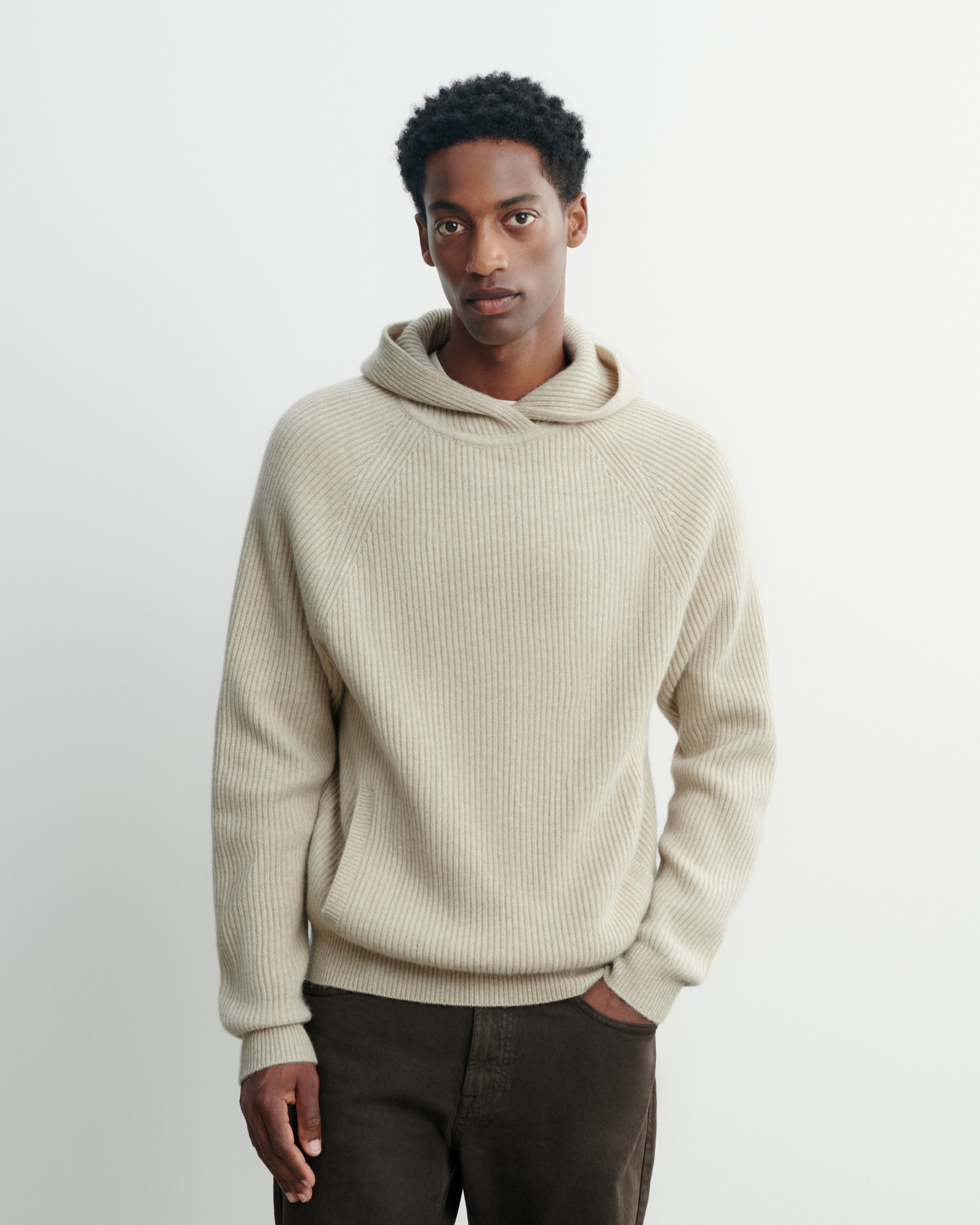 Pull à capuche à côtes-AVOINE-100% cachemire