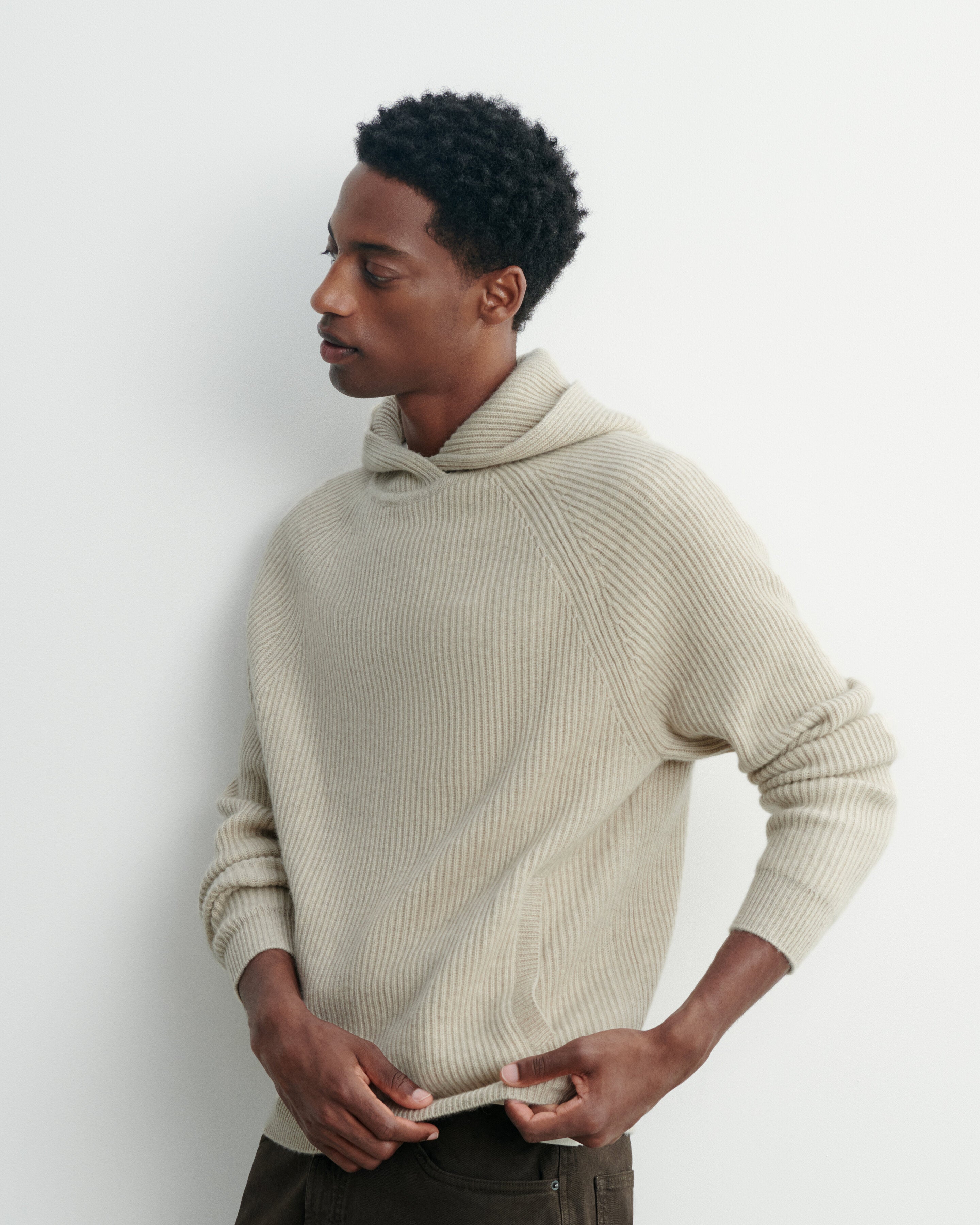 Pull à capuche à côtes-AVOINE-100% cachemire