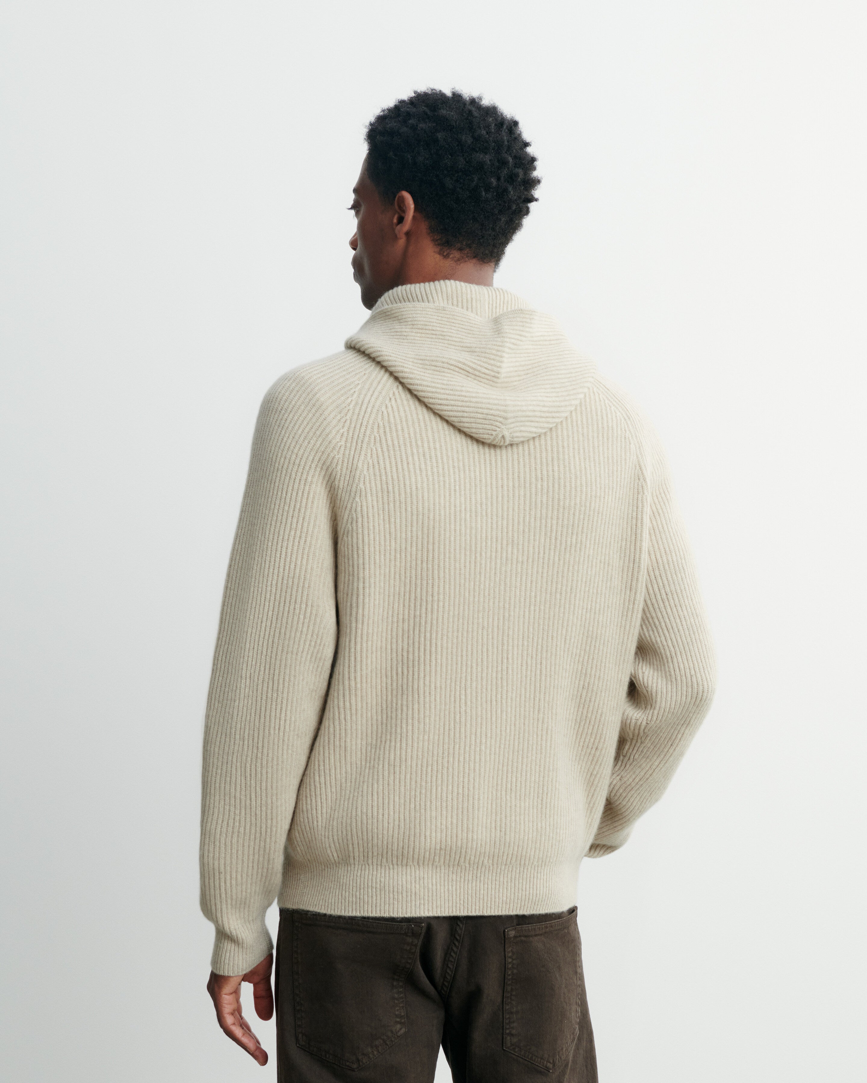 Pull à capuche à côtes-AVOINE-100% cachemire