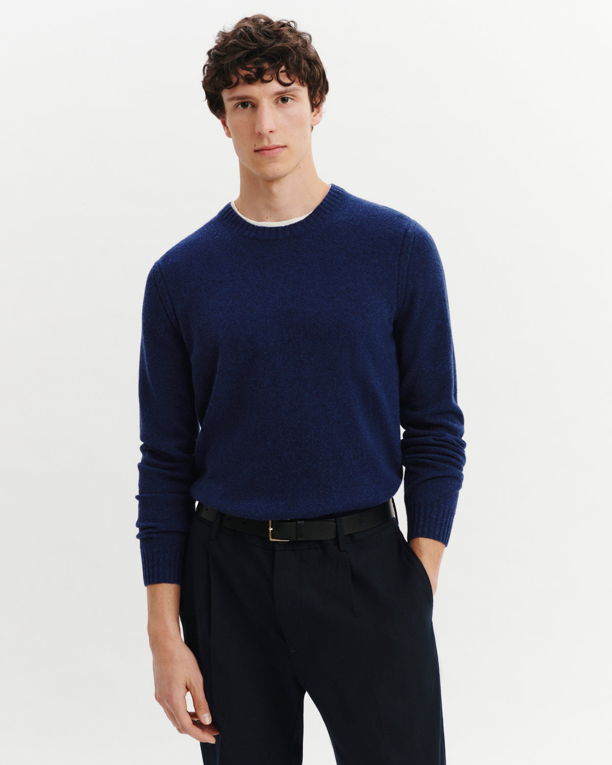 Pull col rond-BLEU NOCTURNE-70% cachemire 30% soie