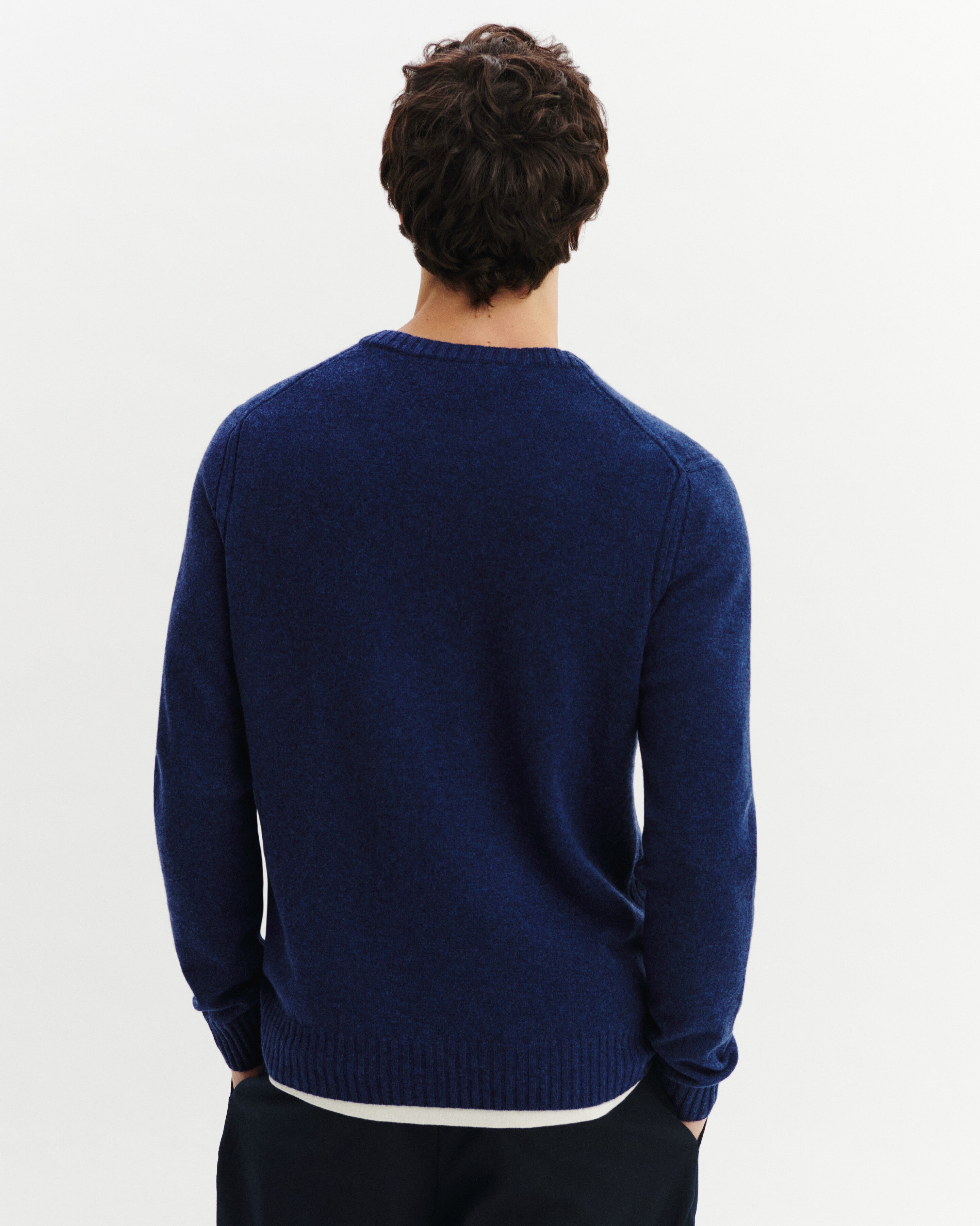 Pull col rond-BLEU NOCTURNE-70% cachemire 30% soie