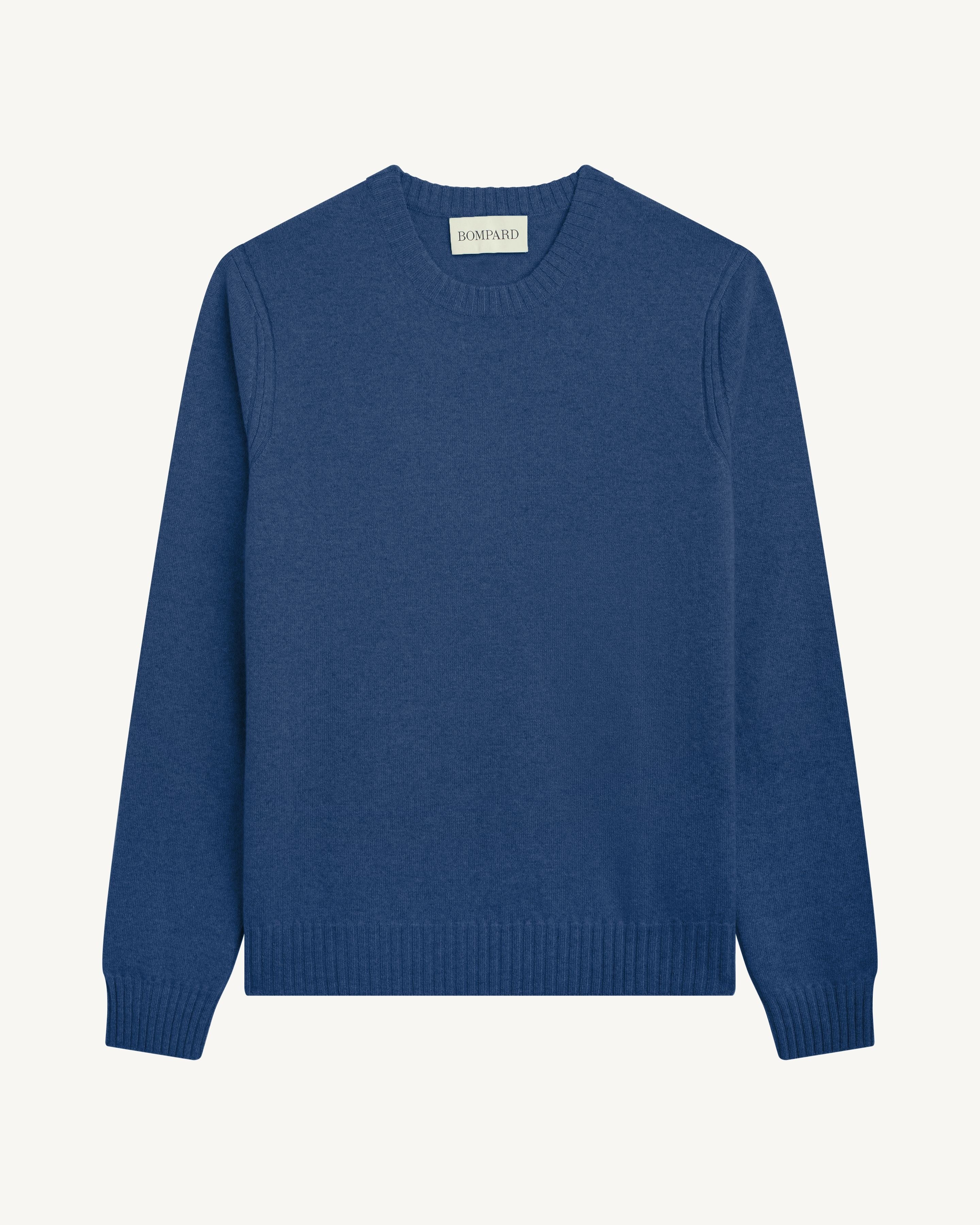 Pull col rond-BLEU NOCTURNE-70% cachemire 30% soie