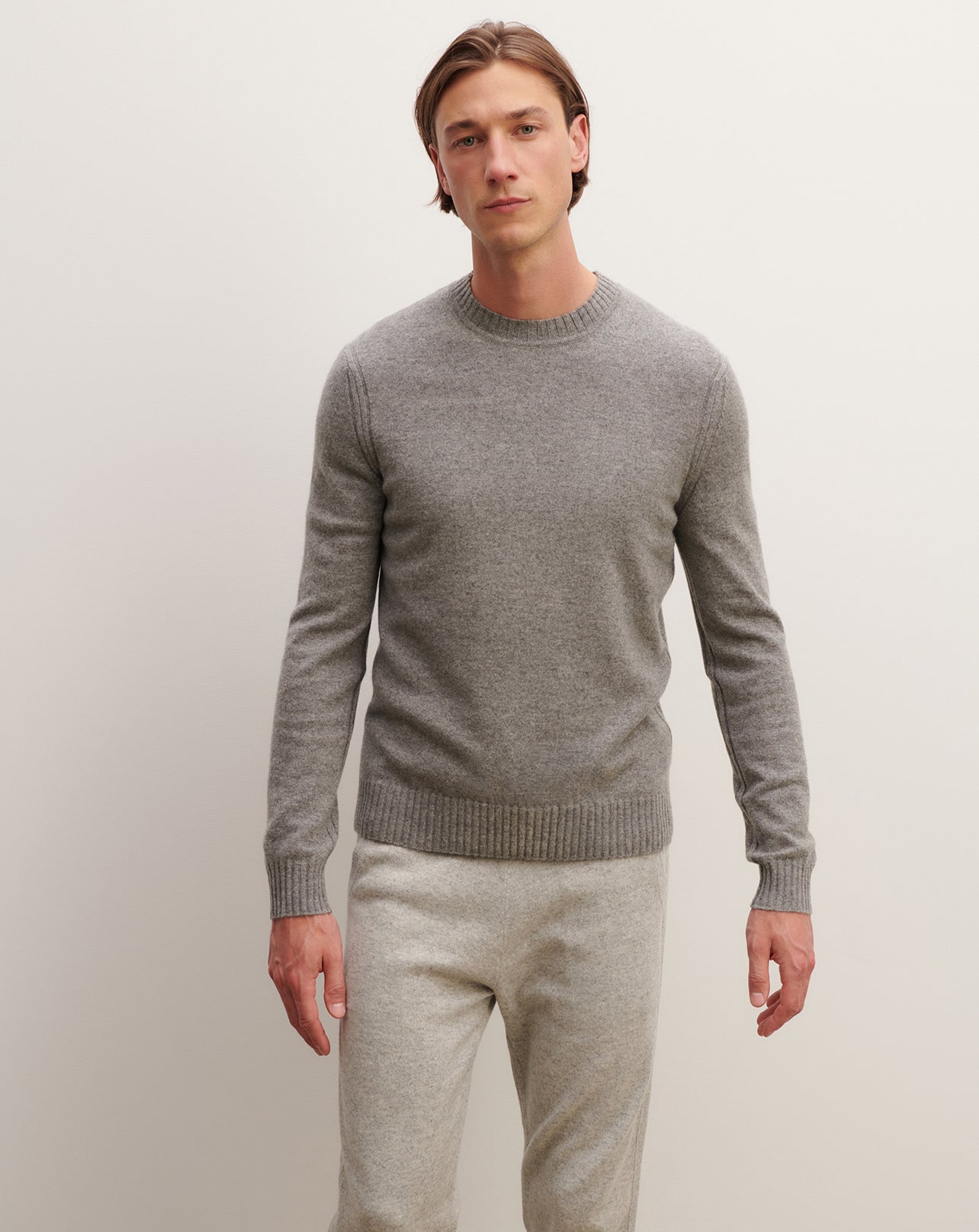 Pull col rond-GRIS METEORITE-70% cachemire 30% soie