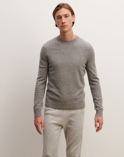 Pull col rond-GRIS METEORITE-70% cachemire 30% soie
