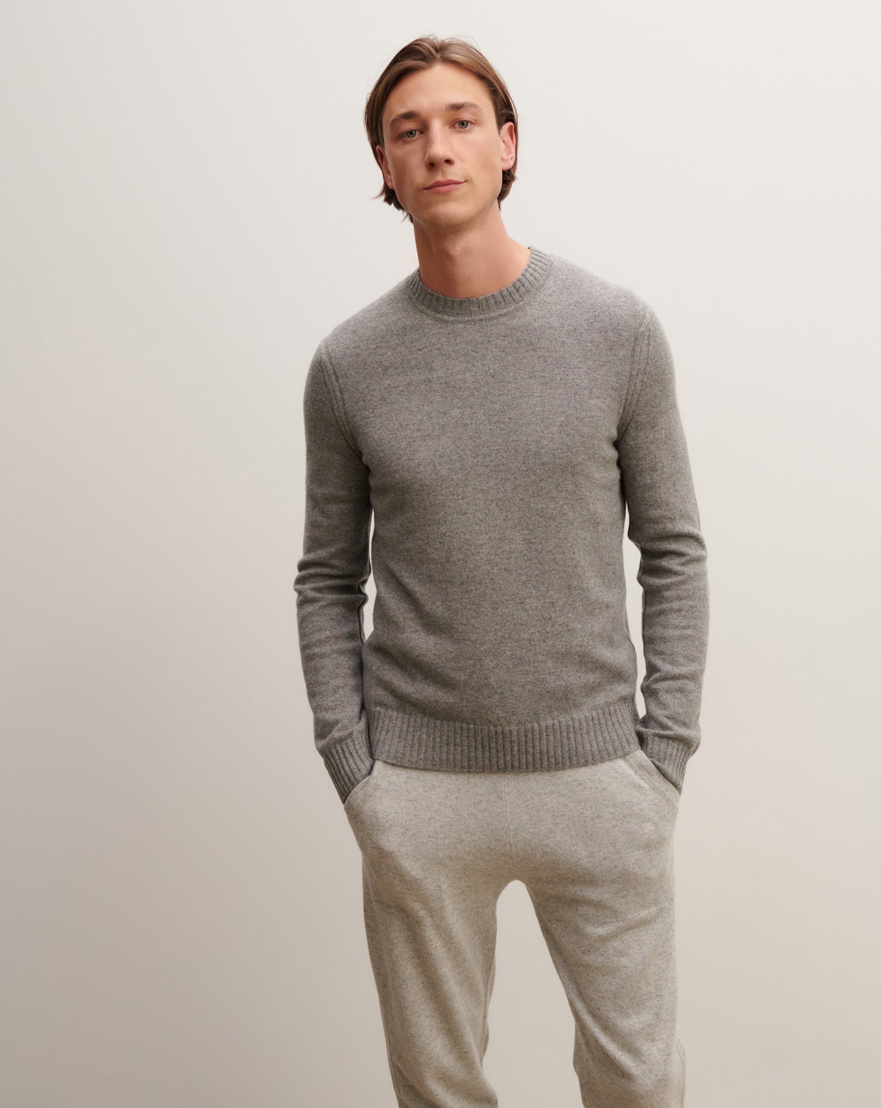 Pull col rond-GRIS METEORITE-70% cachemire 30% soie