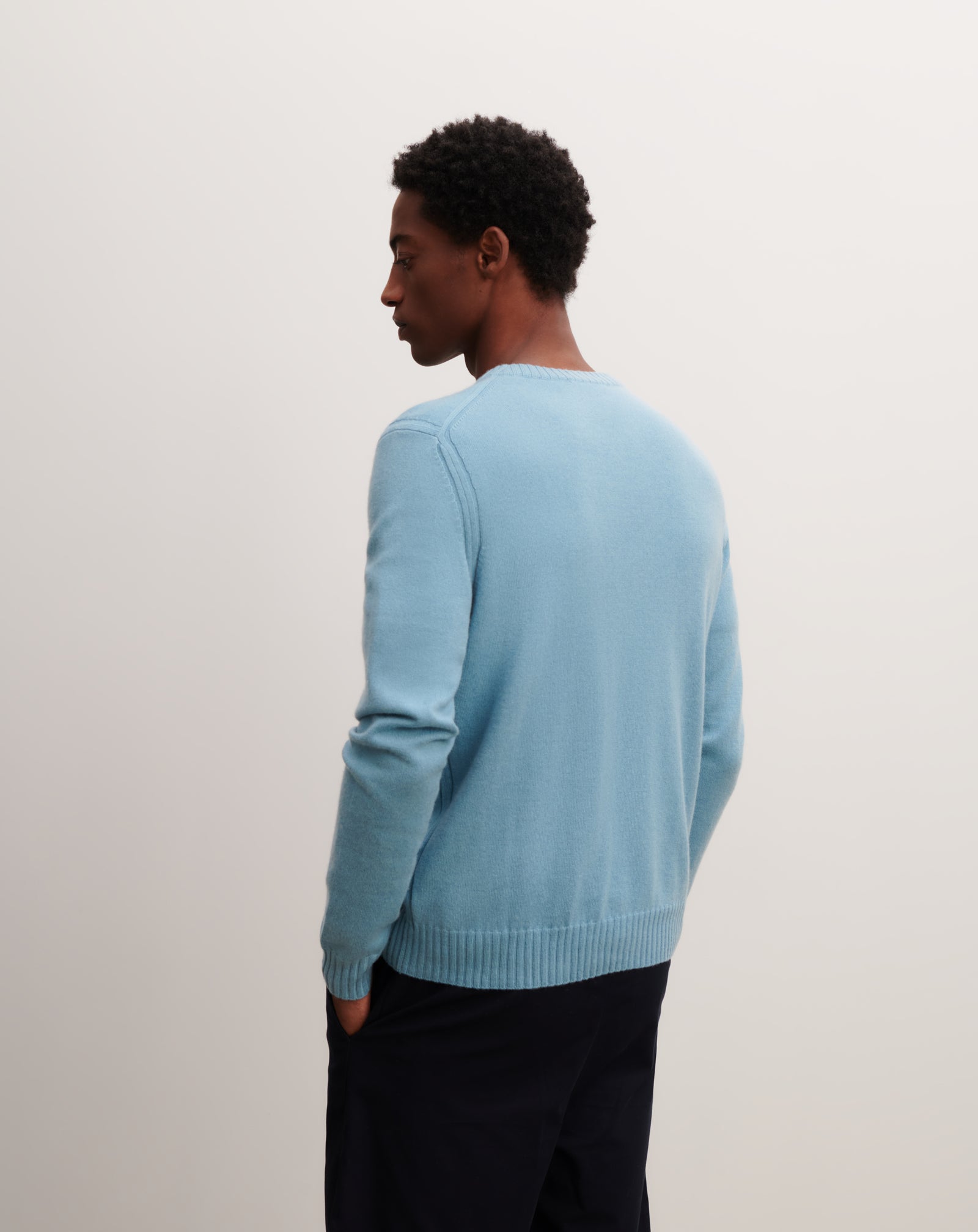 Pull col rond-BLEU HERON-70% cachemire 30% soie