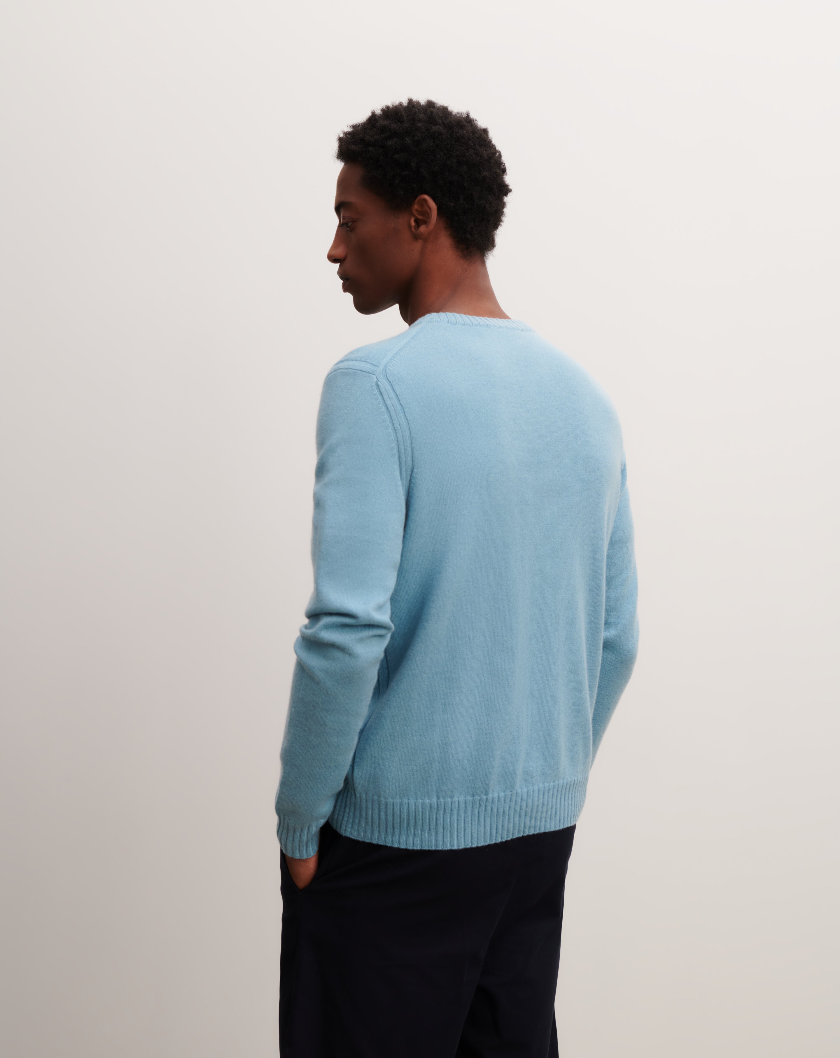 Pull col rond-BLEU HERON-70% cachemire 30% soie