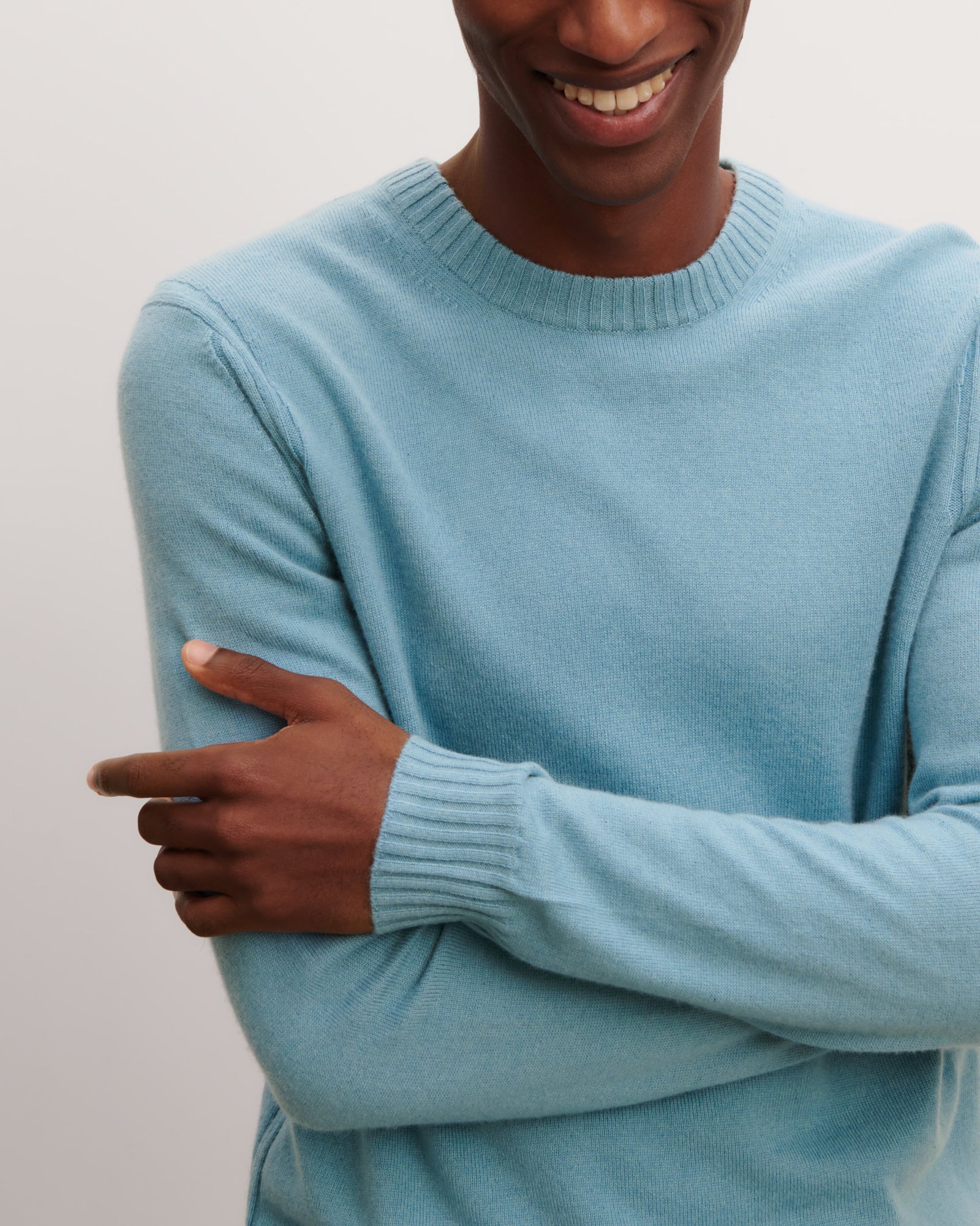 Pull col rond-BLEU HERON-70% cachemire 30% soie