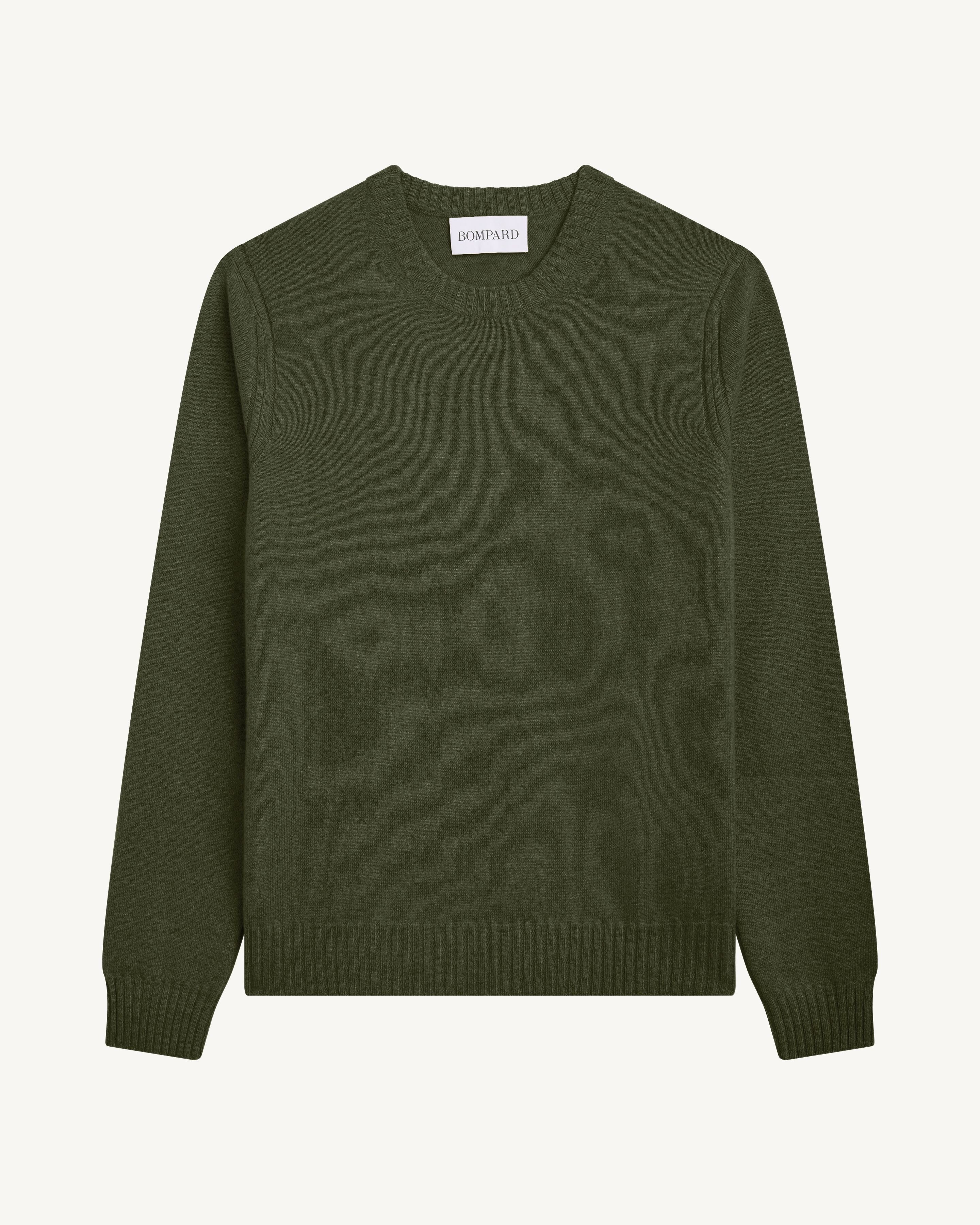Pull col rond-KAKI KOMBU-70% cachemire 30% soie
