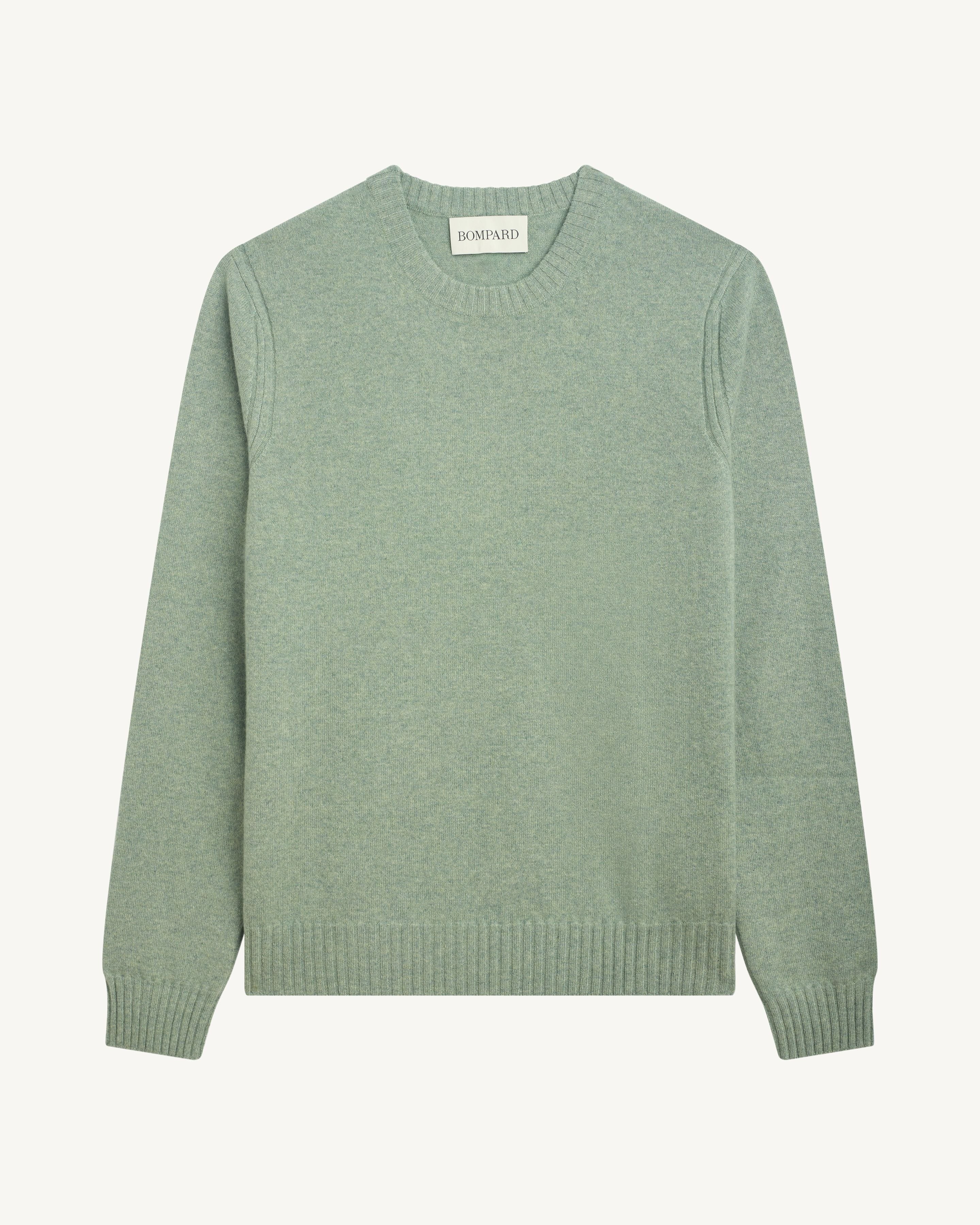 Pull col rond-VERT DE GRIS-70% cachemire 30% soie