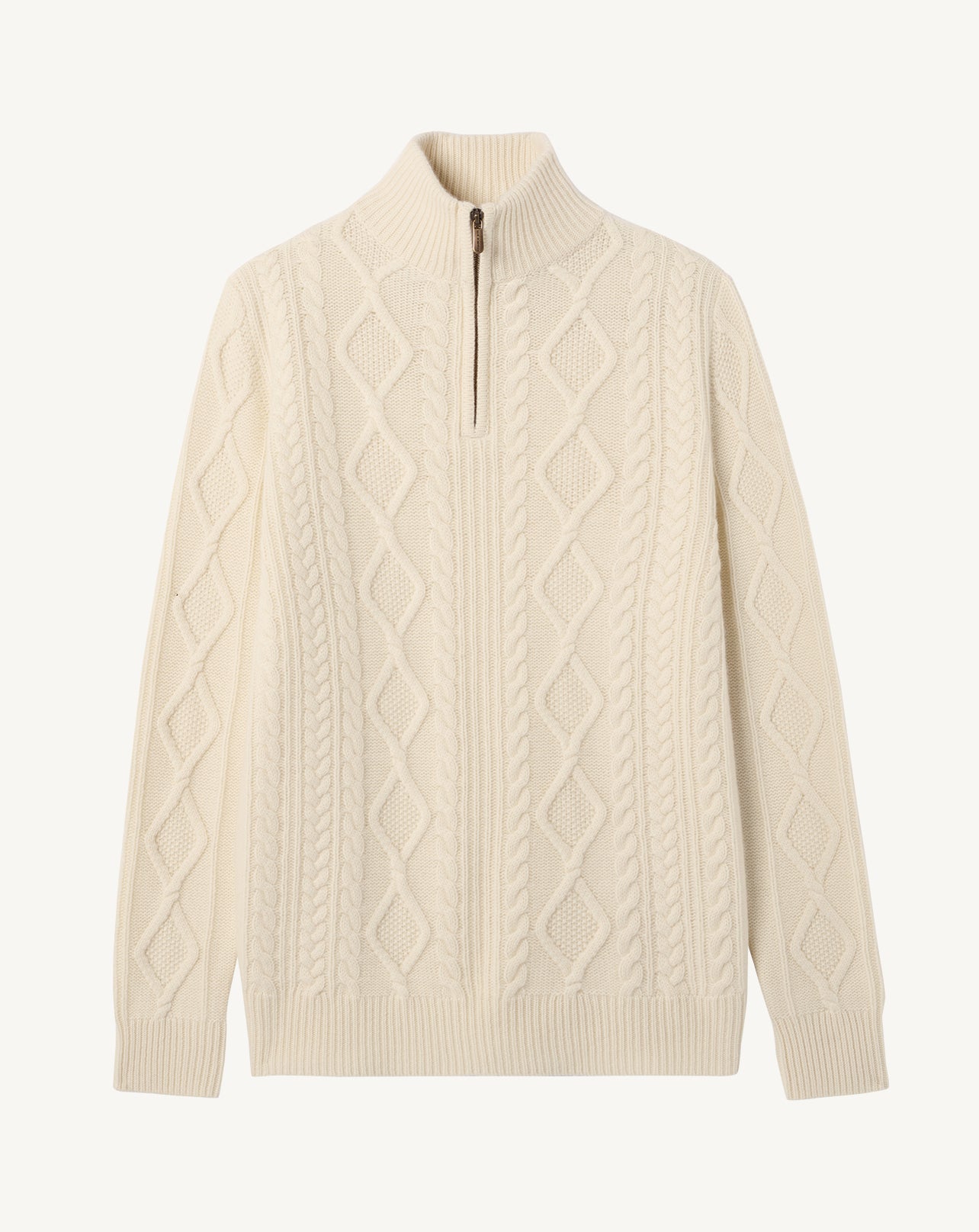 Col camionneur à torsades-ECRU-100% cachemire