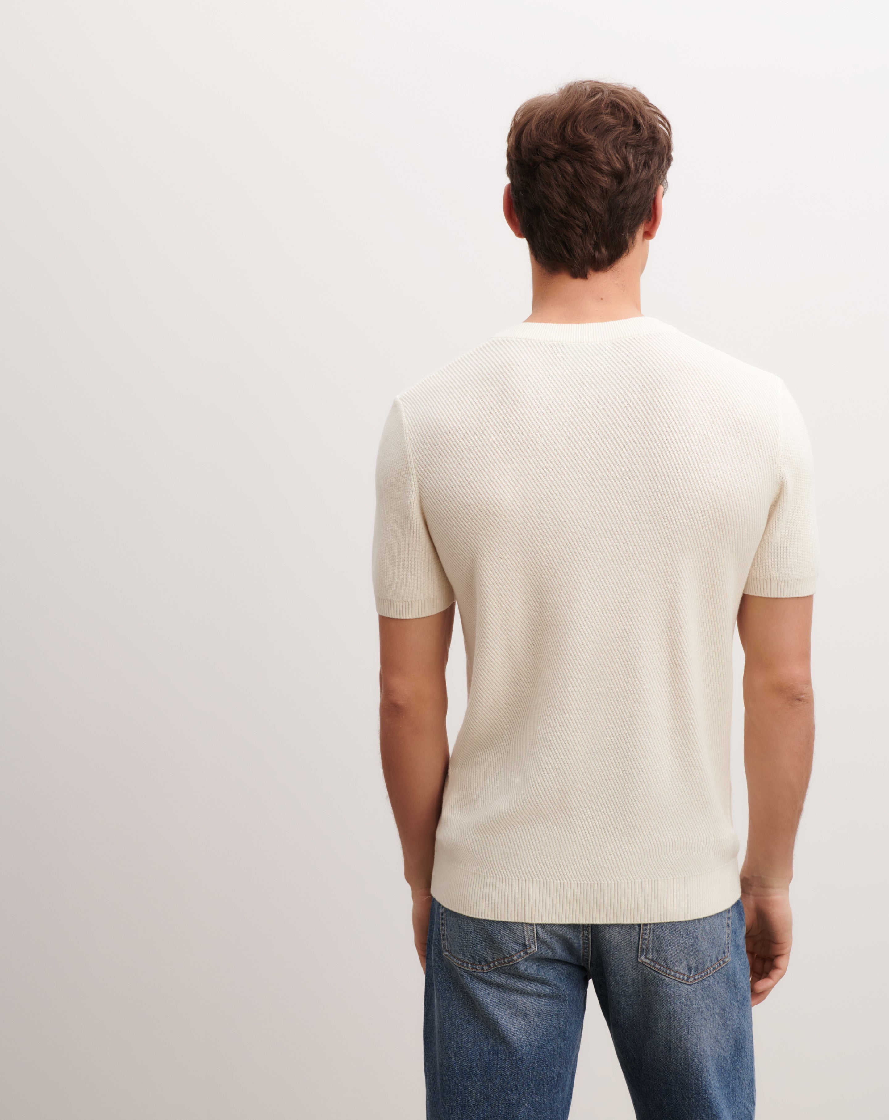 Pull col rond à côtes-NATUREL-85% pima coton 15% cachemire