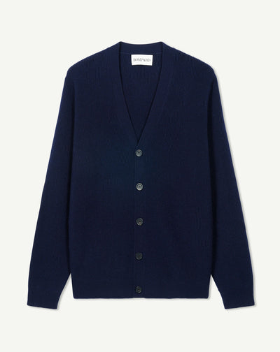 Cardigan à côtes-MARINE-100% cachemire