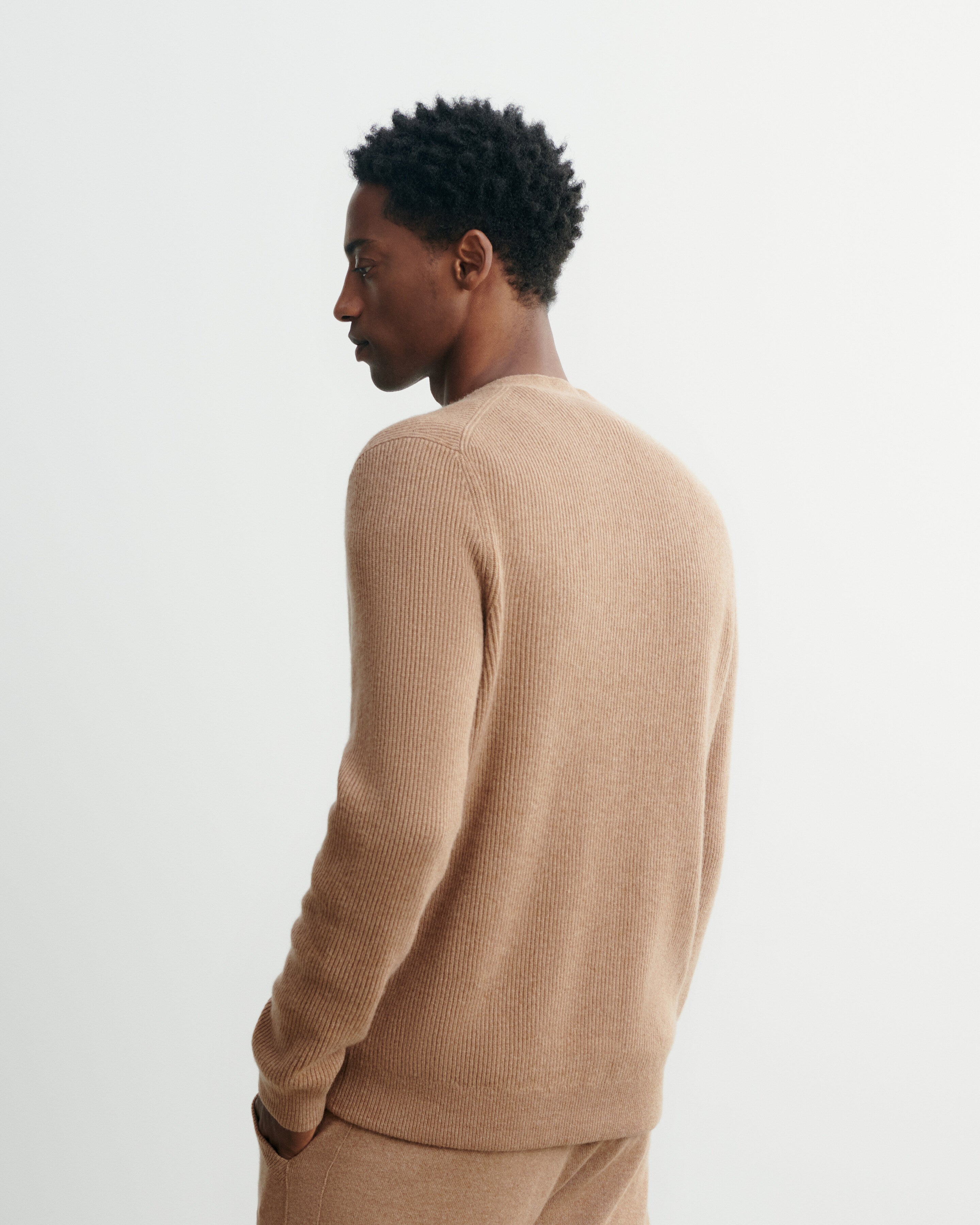 Cardigan à côtes-CARAMEL-100% cachemire