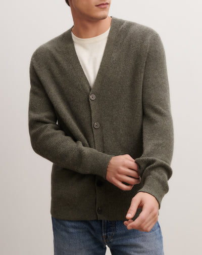 Cardigan à côtes-KAKI OMBRE-100% cachemire