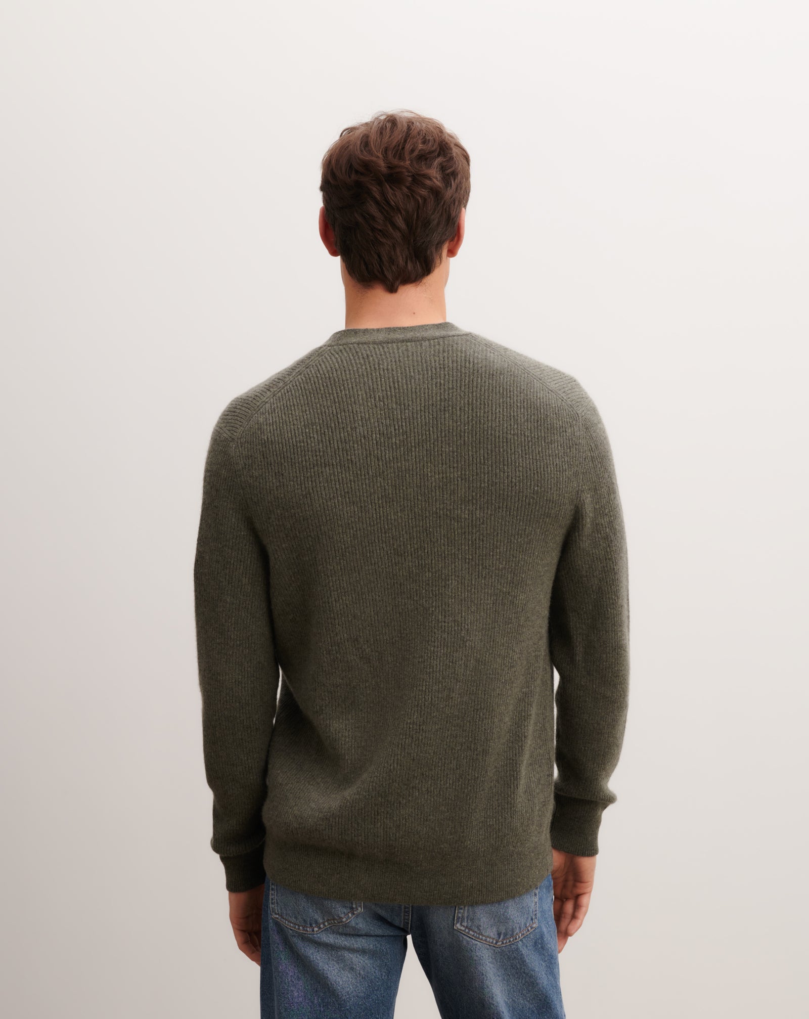 Cardigan à côtes-KAKI OMBRE-100% cachemire