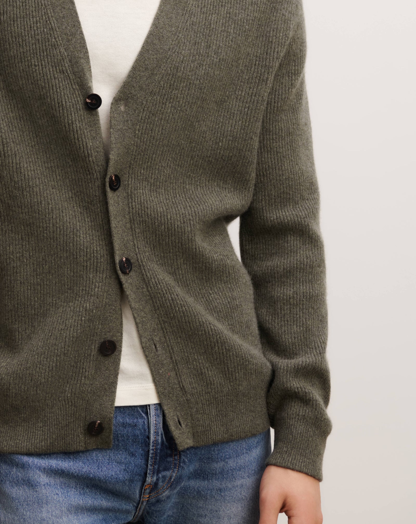 Cardigan à côtes-KAKI OMBRE-100% cachemire
