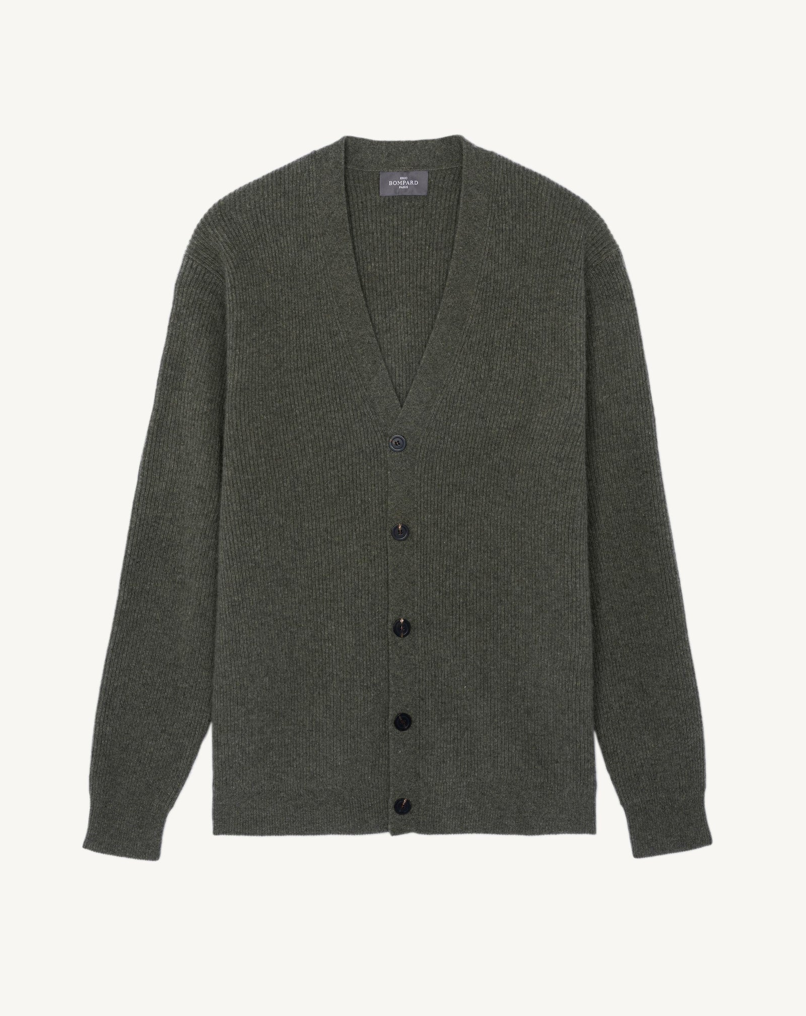 Cardigan à côtes-KAKI OMBRE-100% cachemire