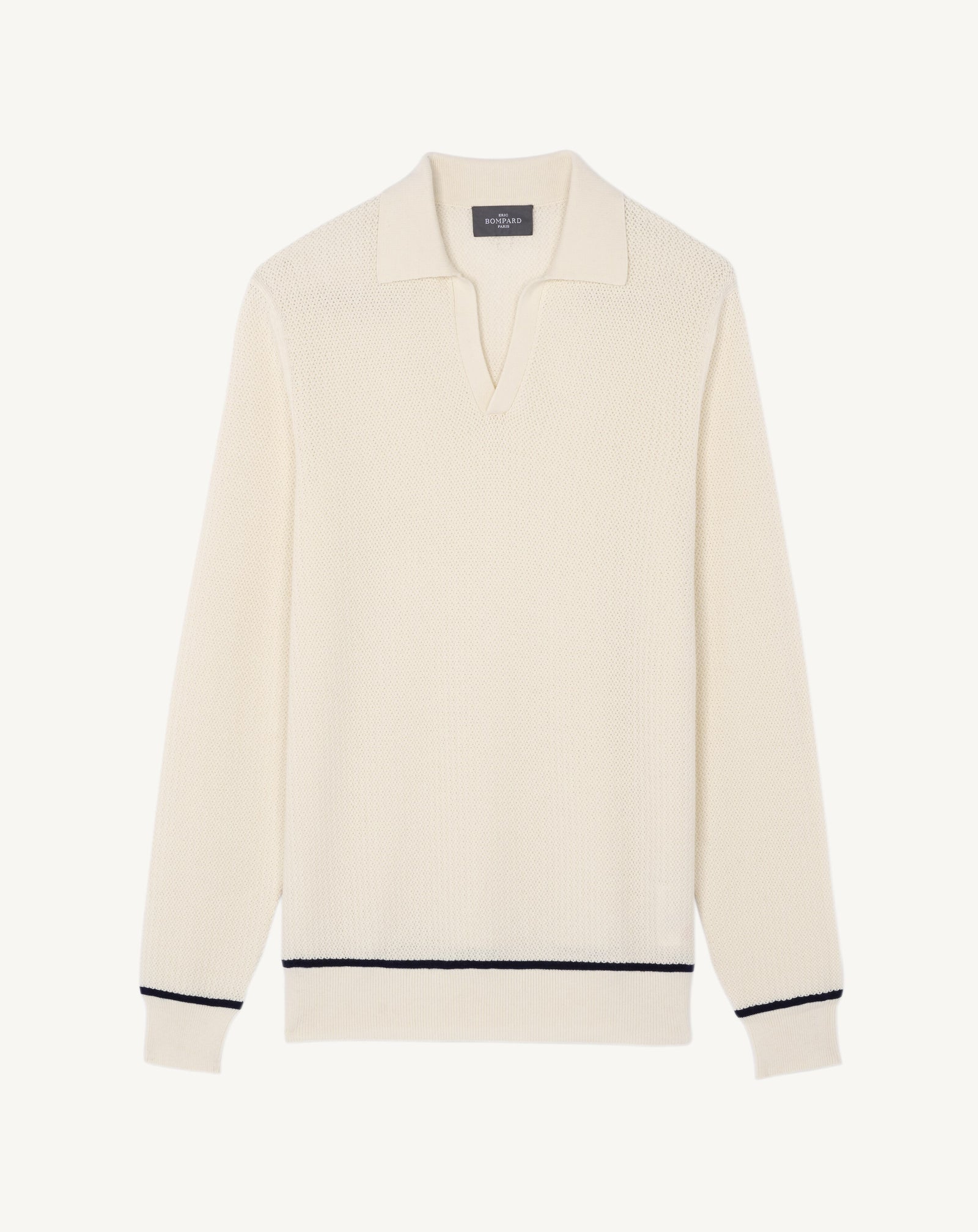 Polo point rétro-NATUREL/MARINE-85% pima coton 15% cachemire