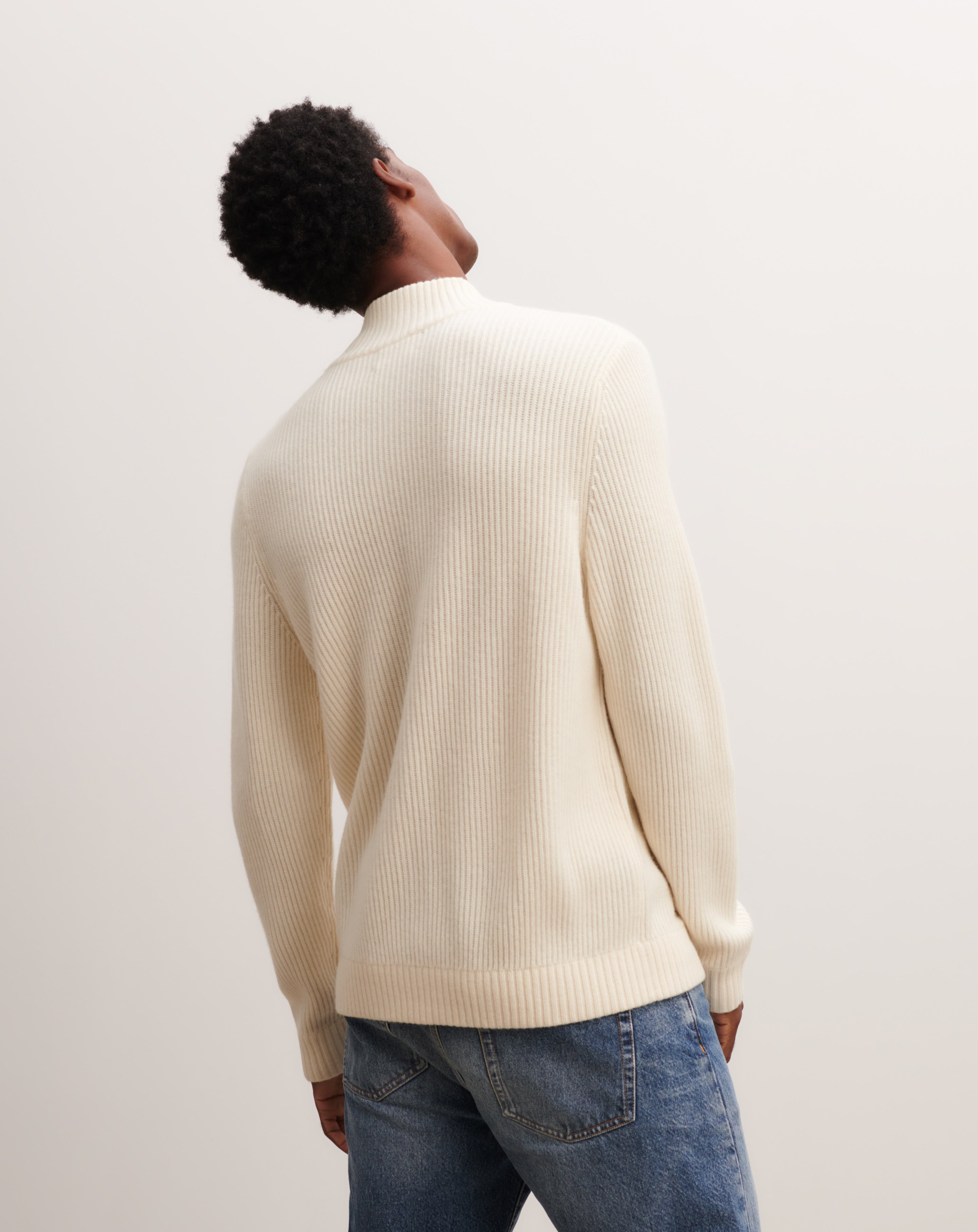 Gilet zippé à côtes-NATUREL-50% cachemire 50% laine